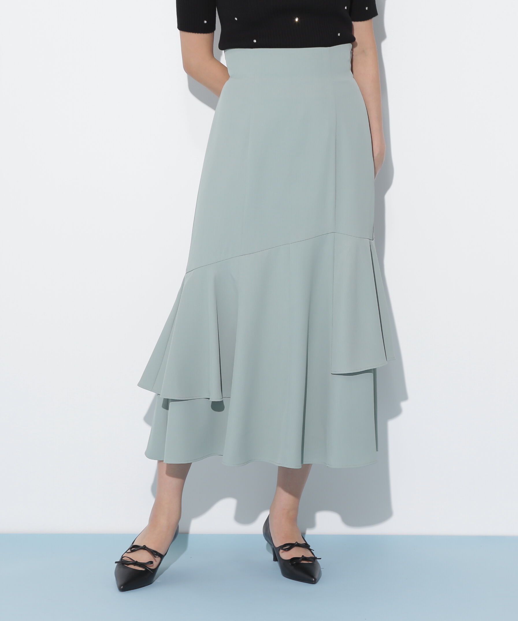  「アシメマーメイドスカート」|スカート|グリーン