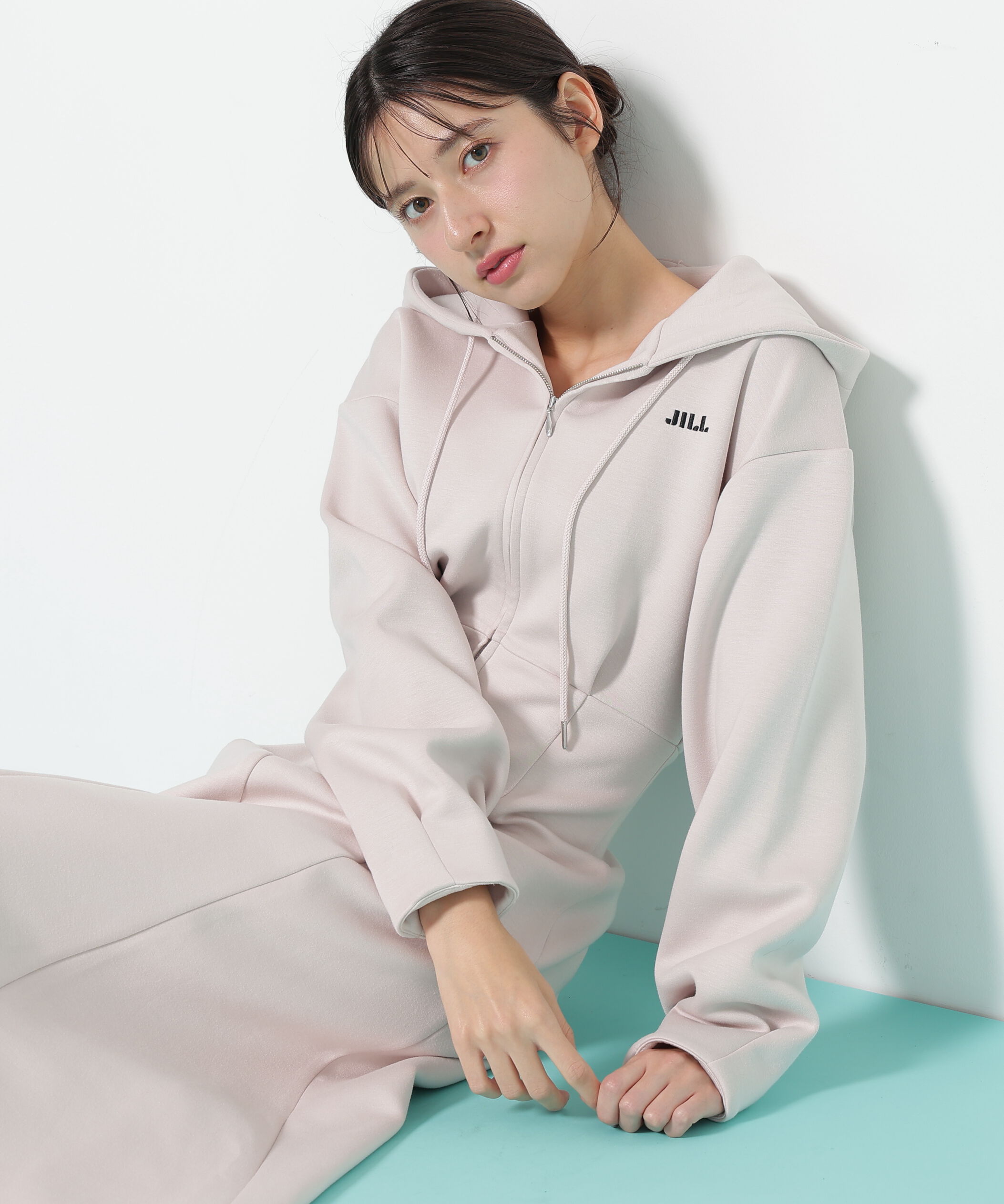  「ダイバーフーディーロングワンピース」|ワンピース|ピンク