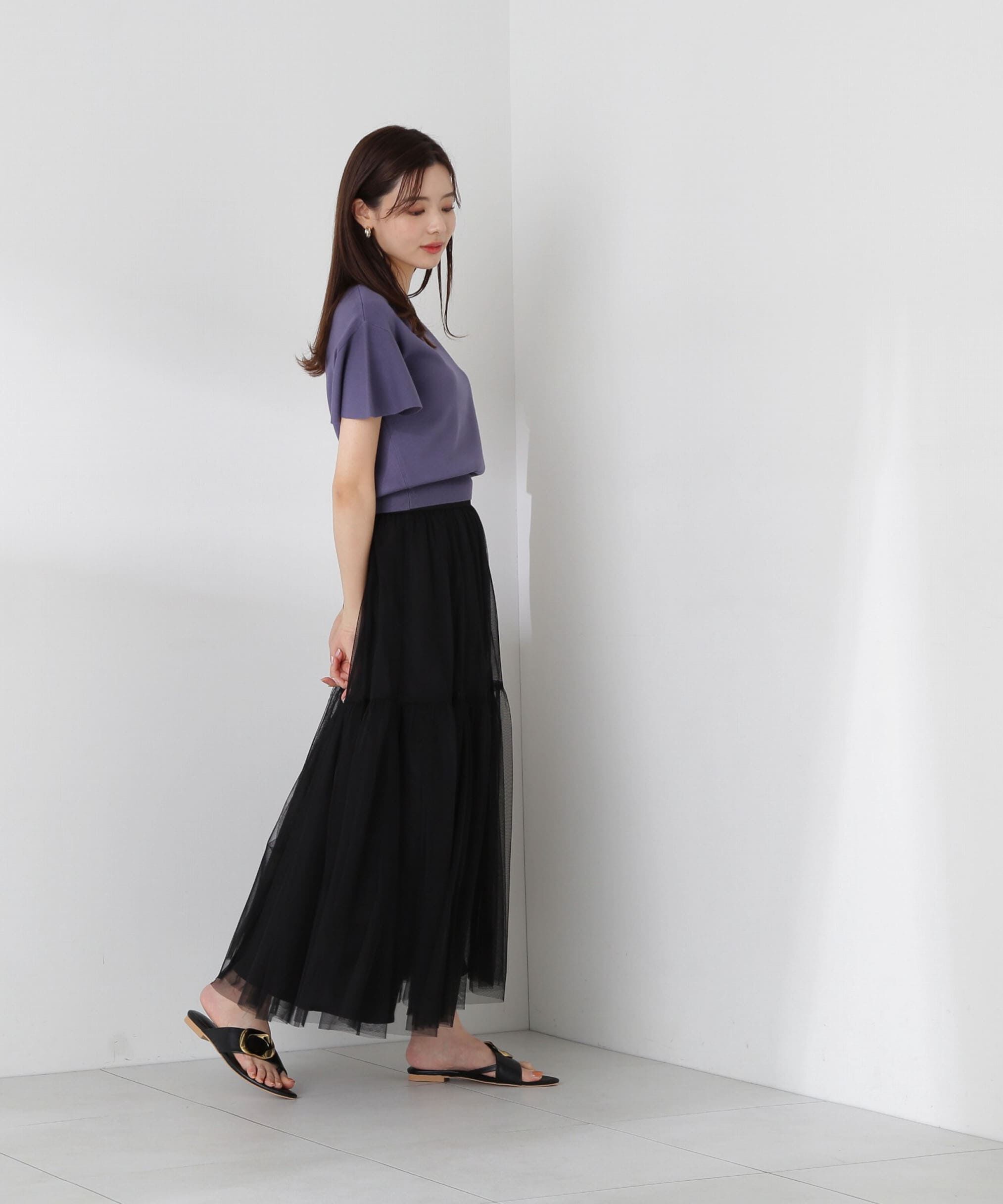 PROPORTION BODY DRESSING「ティアードチュールスカート　 WEB限定カラー：グレー」|スカート|