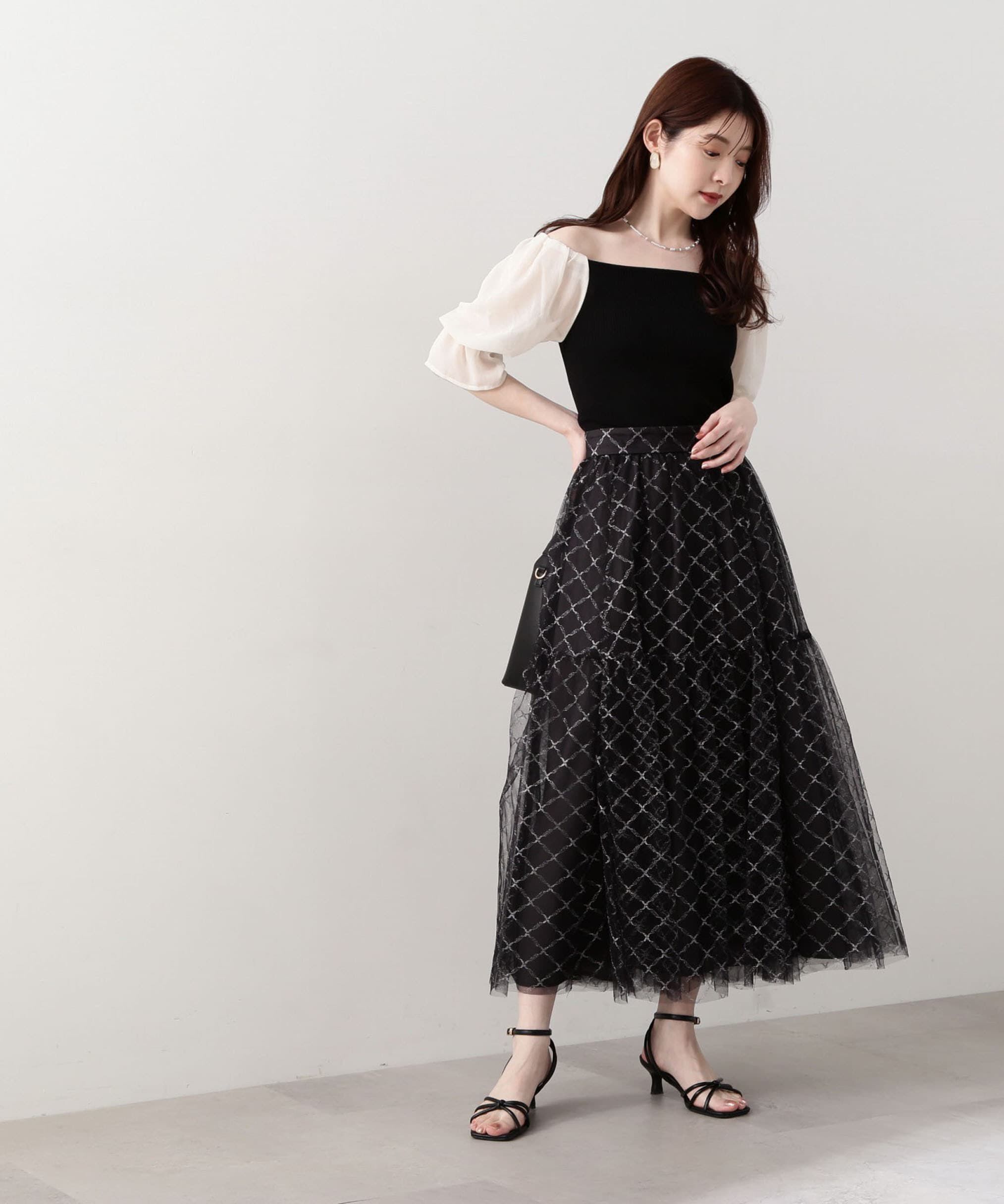 PROPORTION BODY DRESSING「ティアードチュールスカート　 WEB限定カラー：グレー」|スカート|