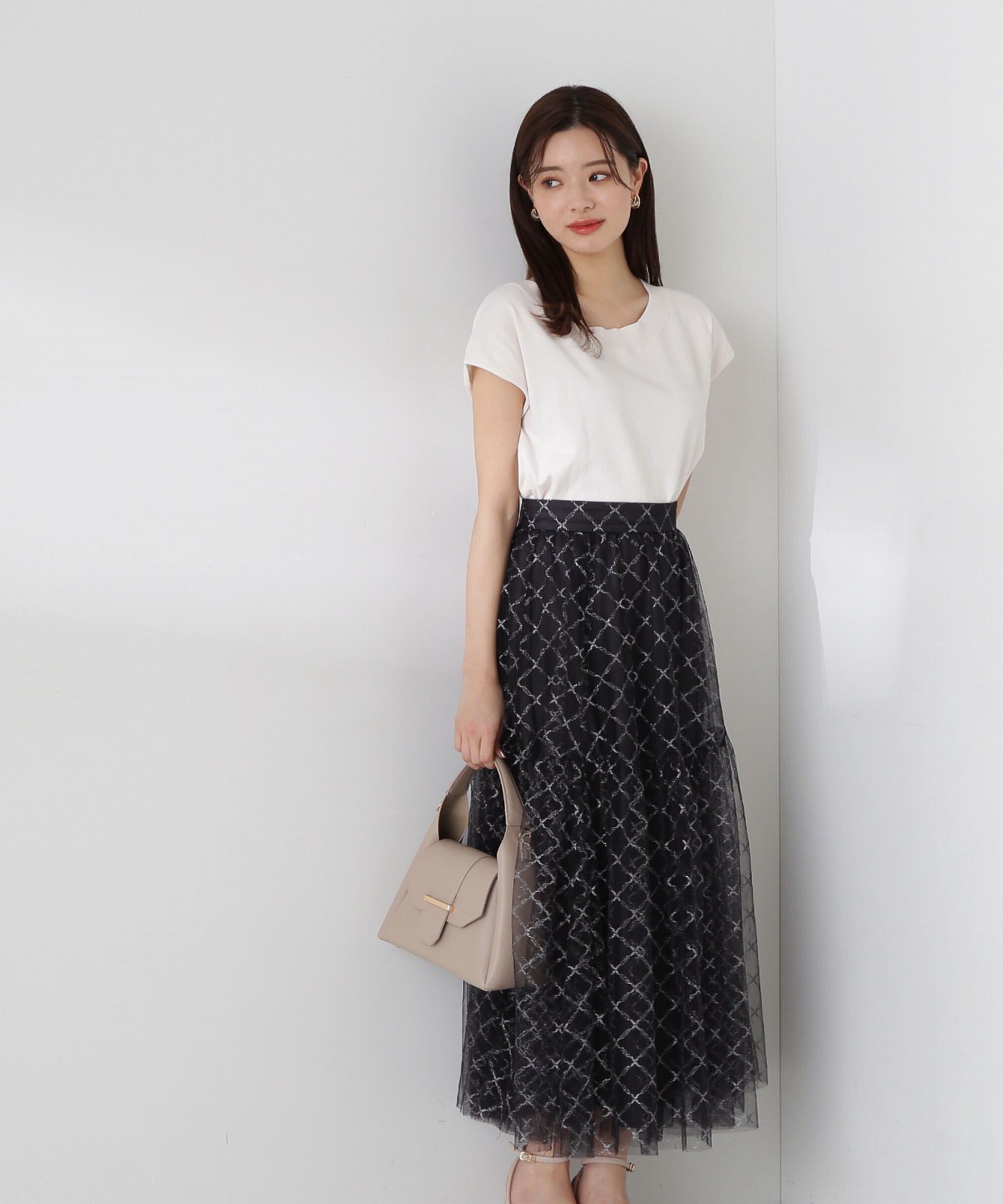 PROPORTION BODY DRESSING「ティアードチュールスカート　 WEB限定カラー：グレー」|スカート|