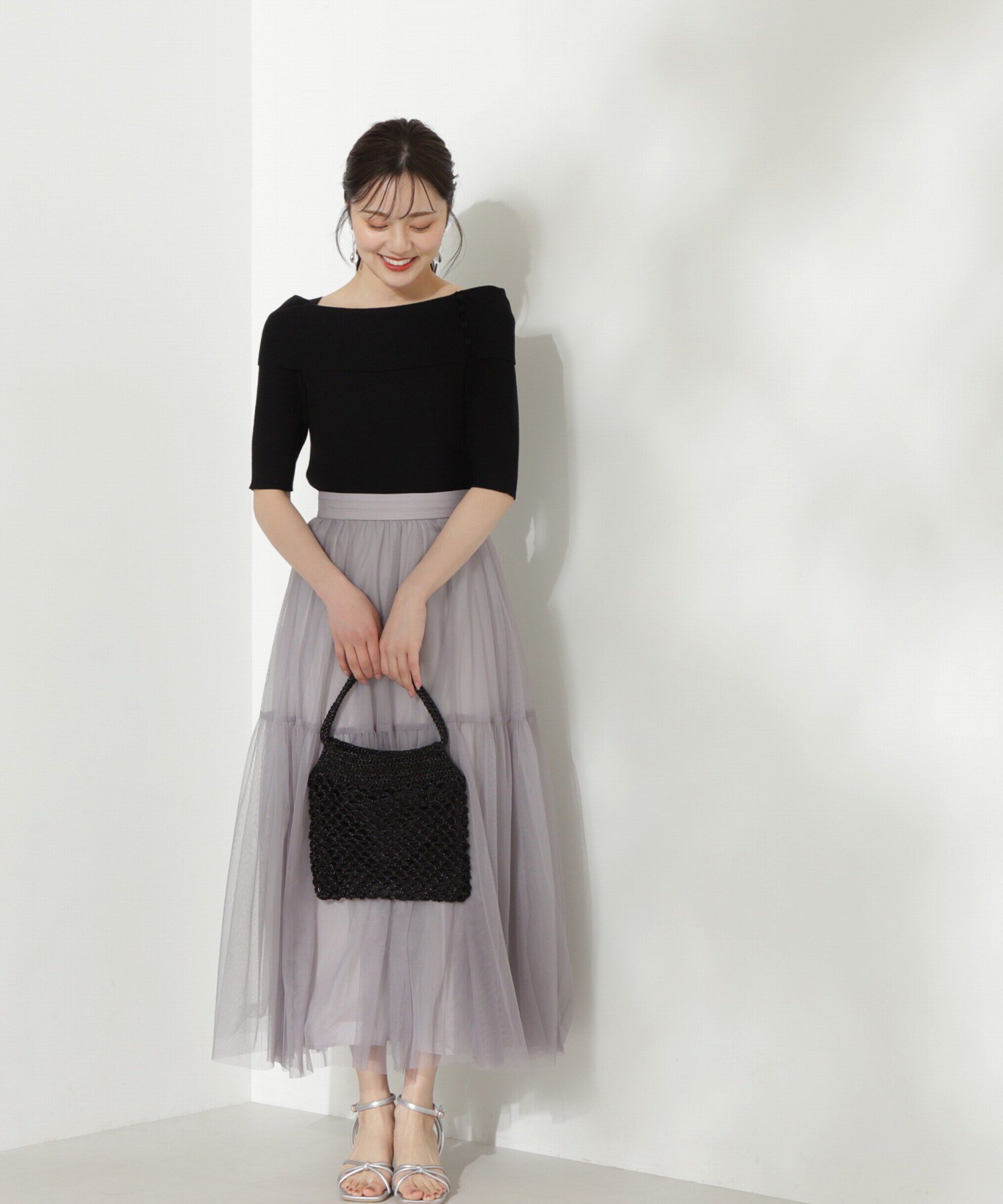 PROPORTION BODY DRESSING「ティアードチュールスカート　 WEB限定カラー：グレー」|スカート|