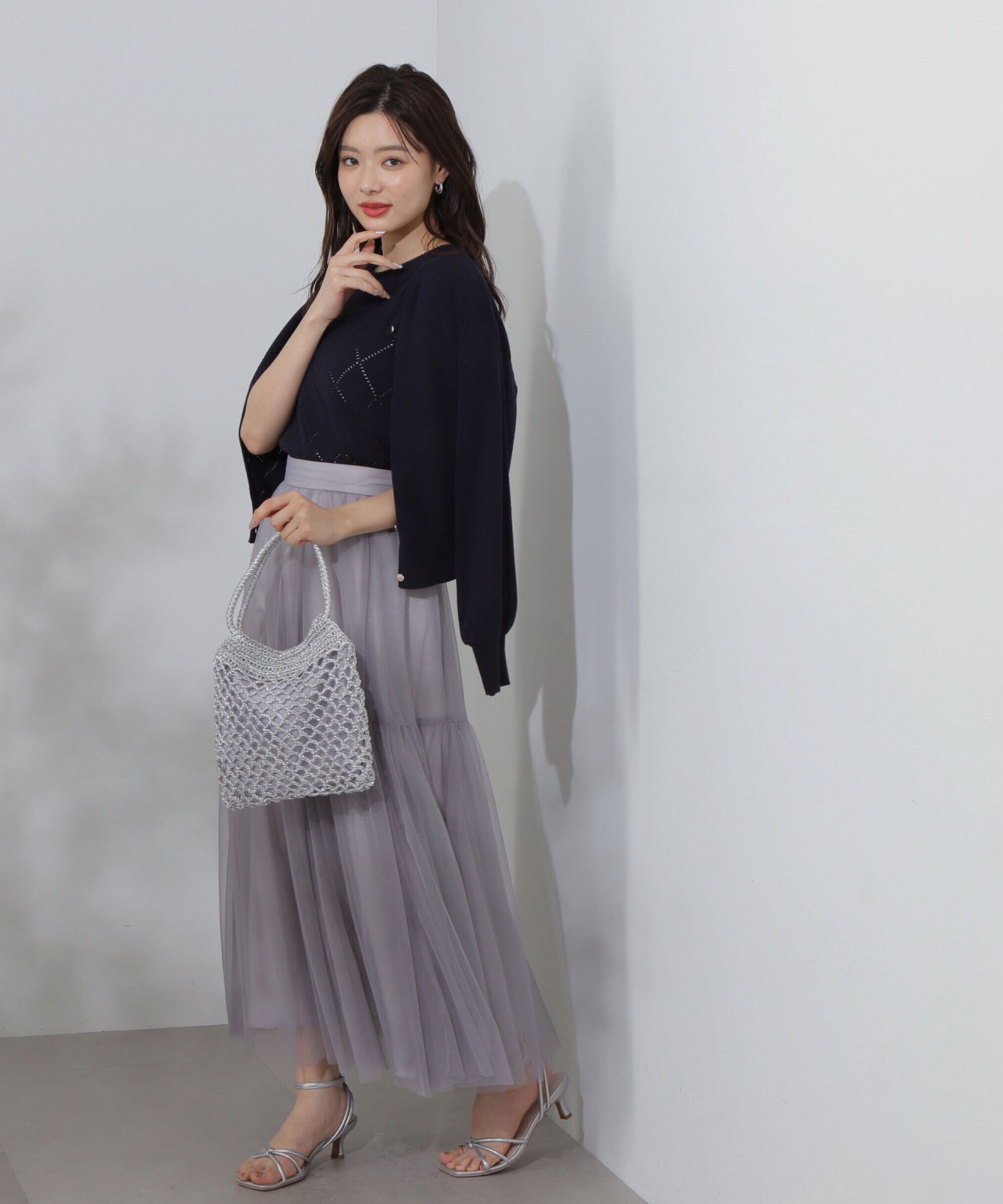 PROPORTION BODY DRESSING「ティアードチュールスカート　 WEB限定カラー：グレー」|スカート|