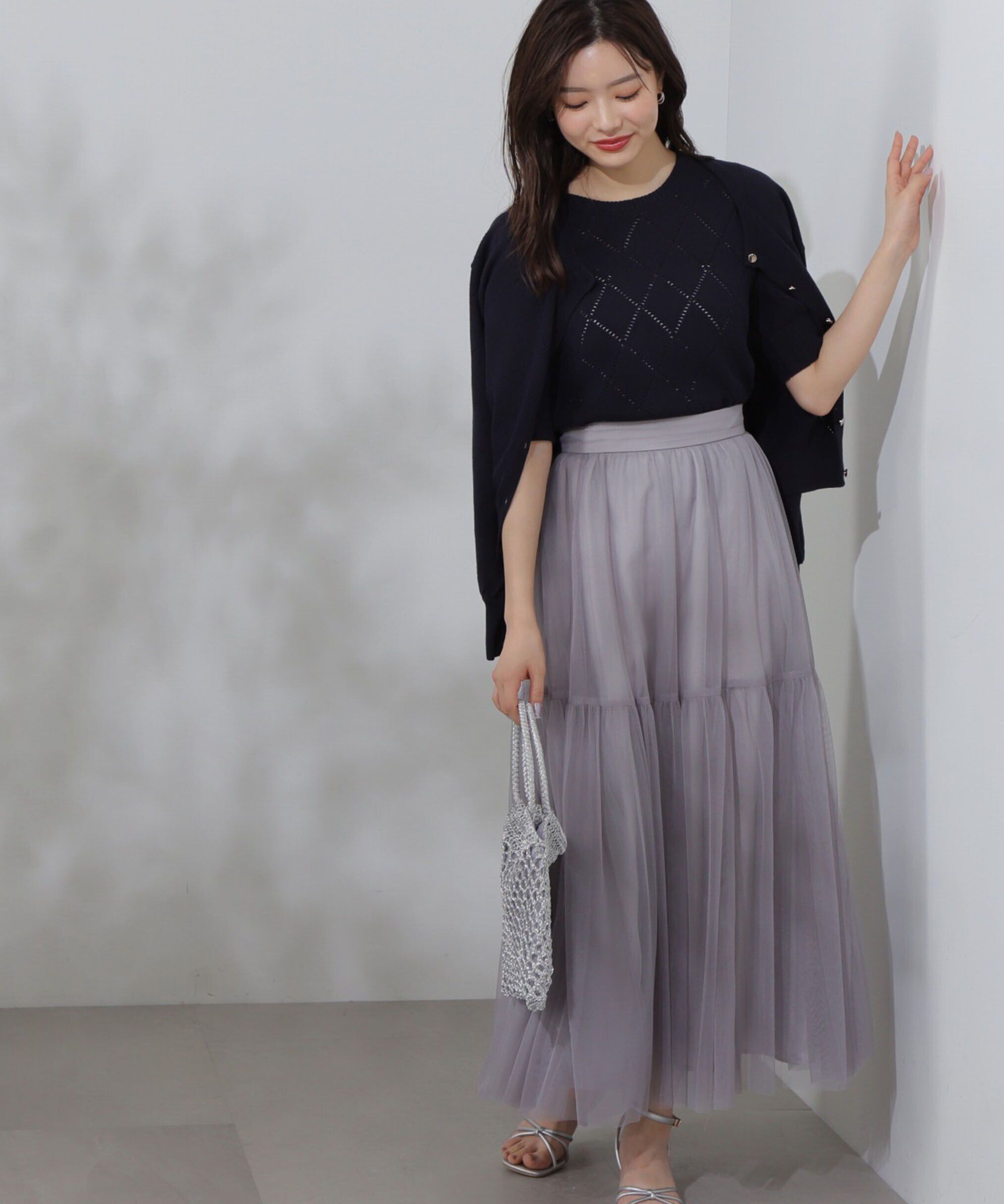 PROPORTION BODY DRESSING「ティアードチュールスカート　 WEB限定カラー：グレー」|スカート|