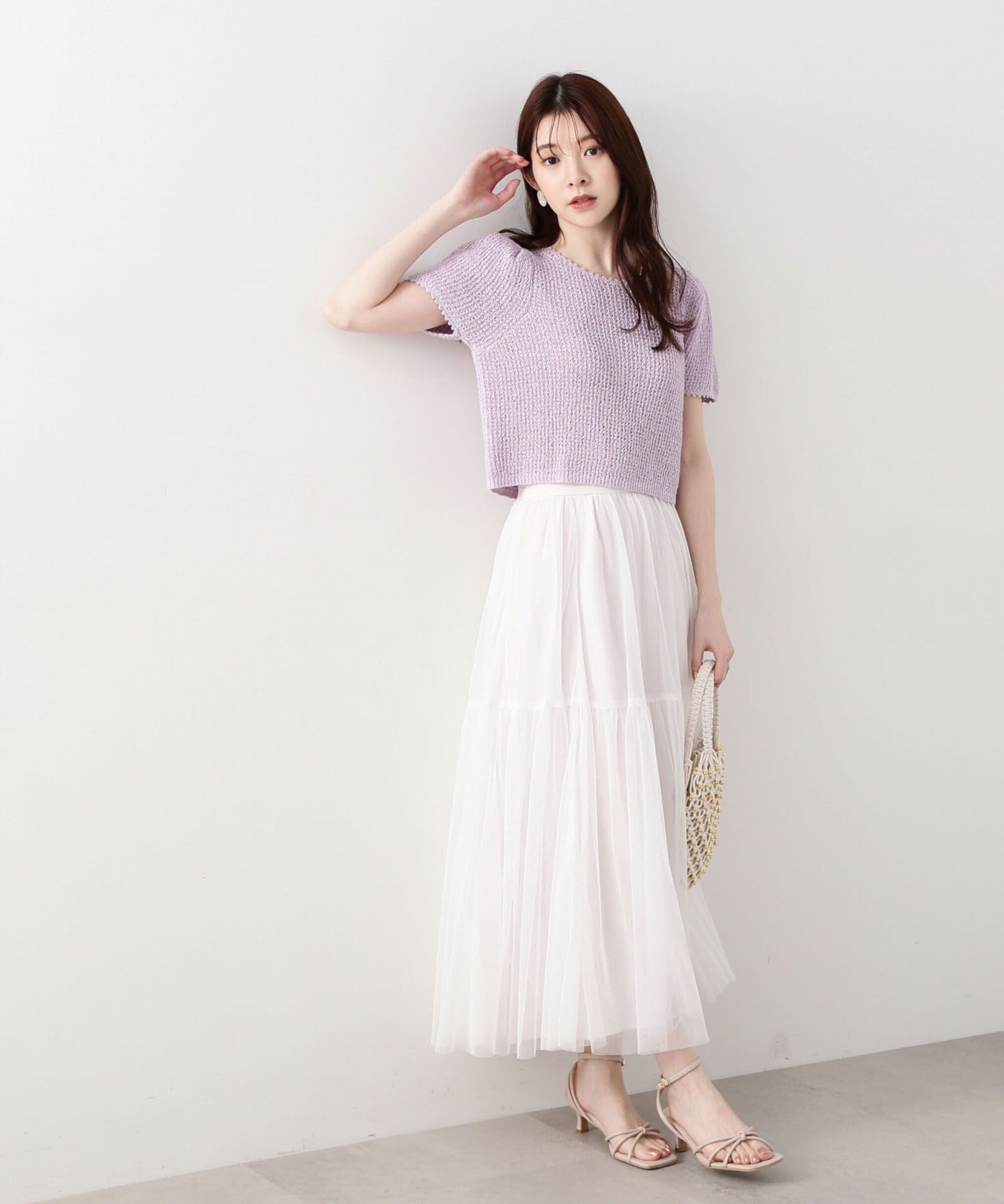 PROPORTION BODY DRESSING「ティアードチュールスカート　 WEB限定カラー：グレー」|スカート|