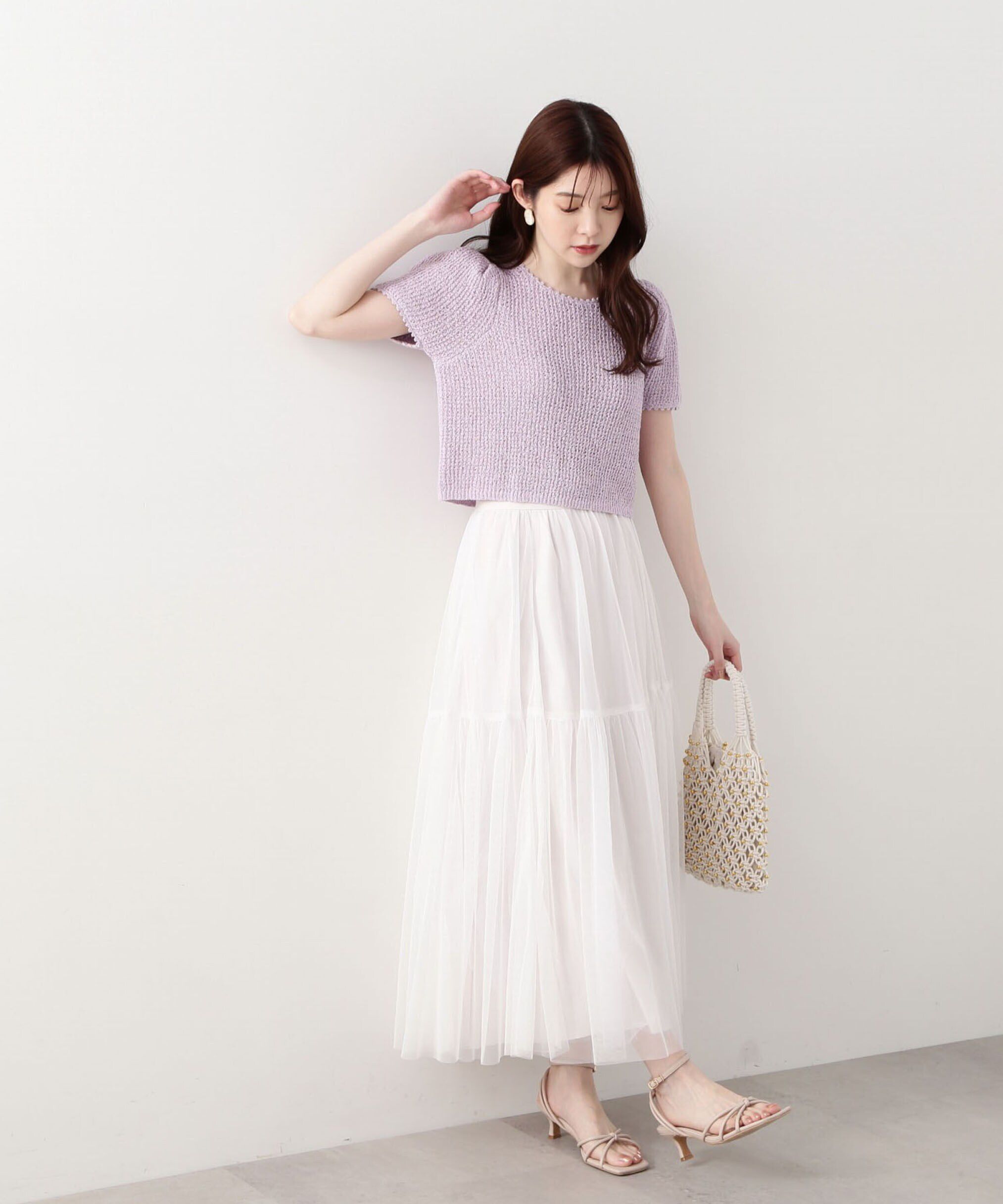 PROPORTION BODY DRESSING「ティアードチュールスカート　 WEB限定カラー：グレー」|スカート|