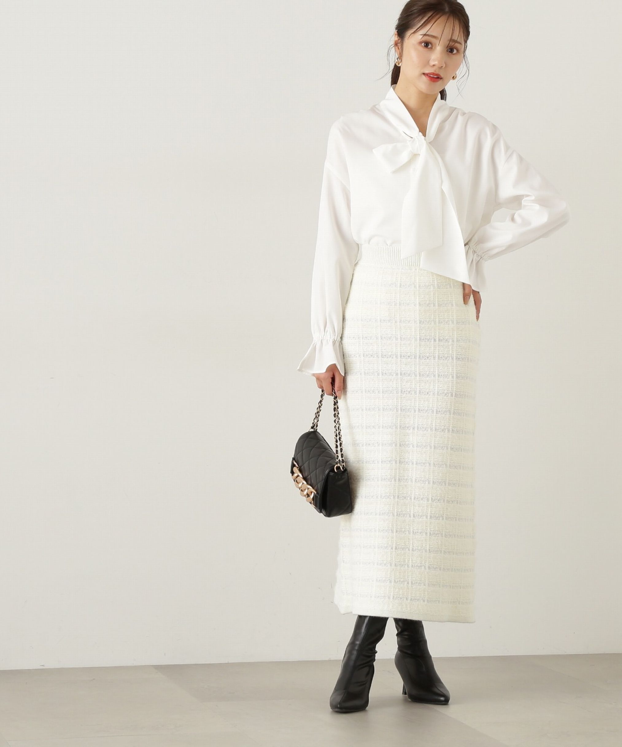 PROPORTION BODY DRESSING「ラメ入りフェザーツイード　24AWニットアップ」|ワンピース|