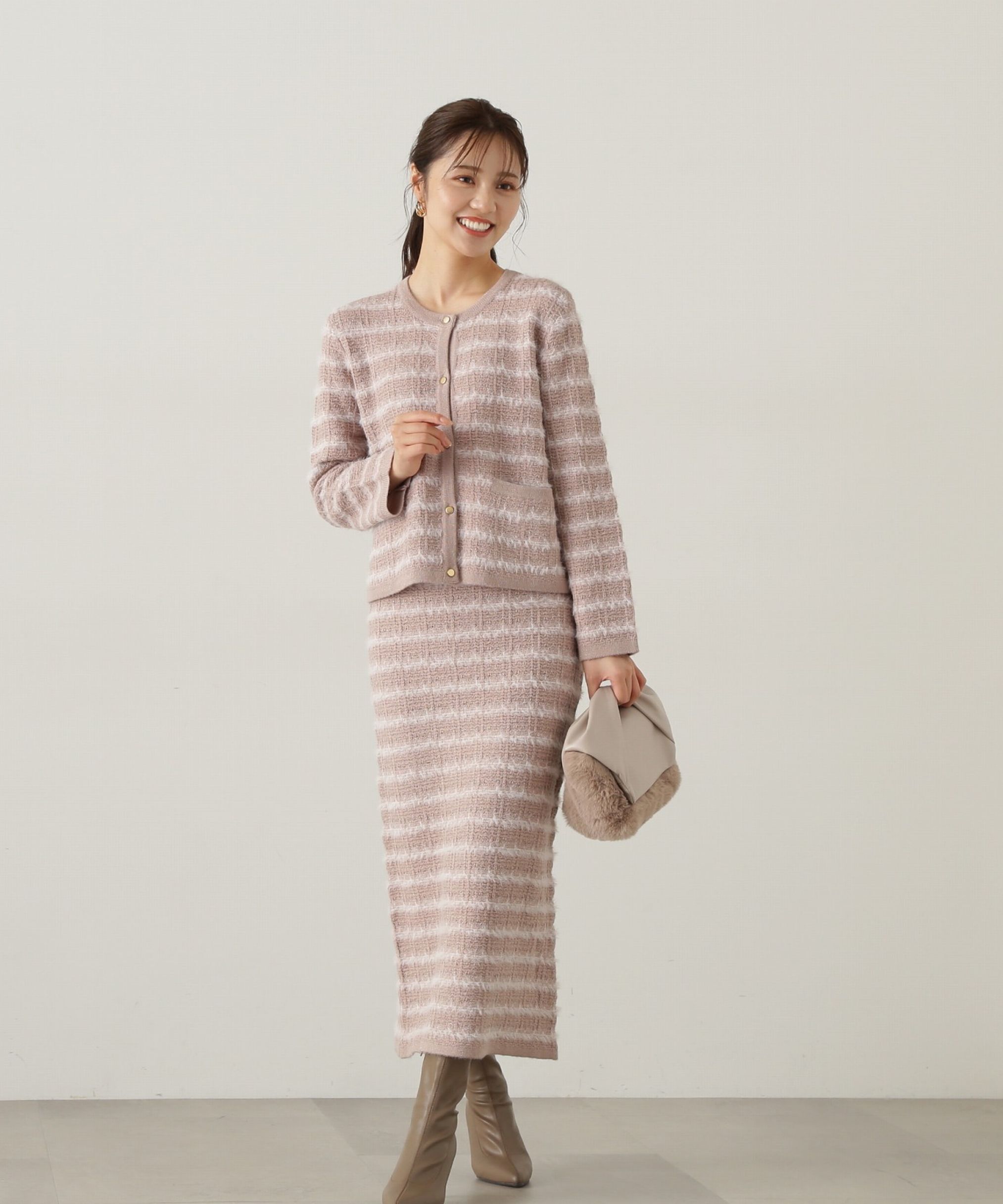 PROPORTION BODY DRESSING「ラメ入りフェザーツイード　24AWニットアップ」|ワンピース|