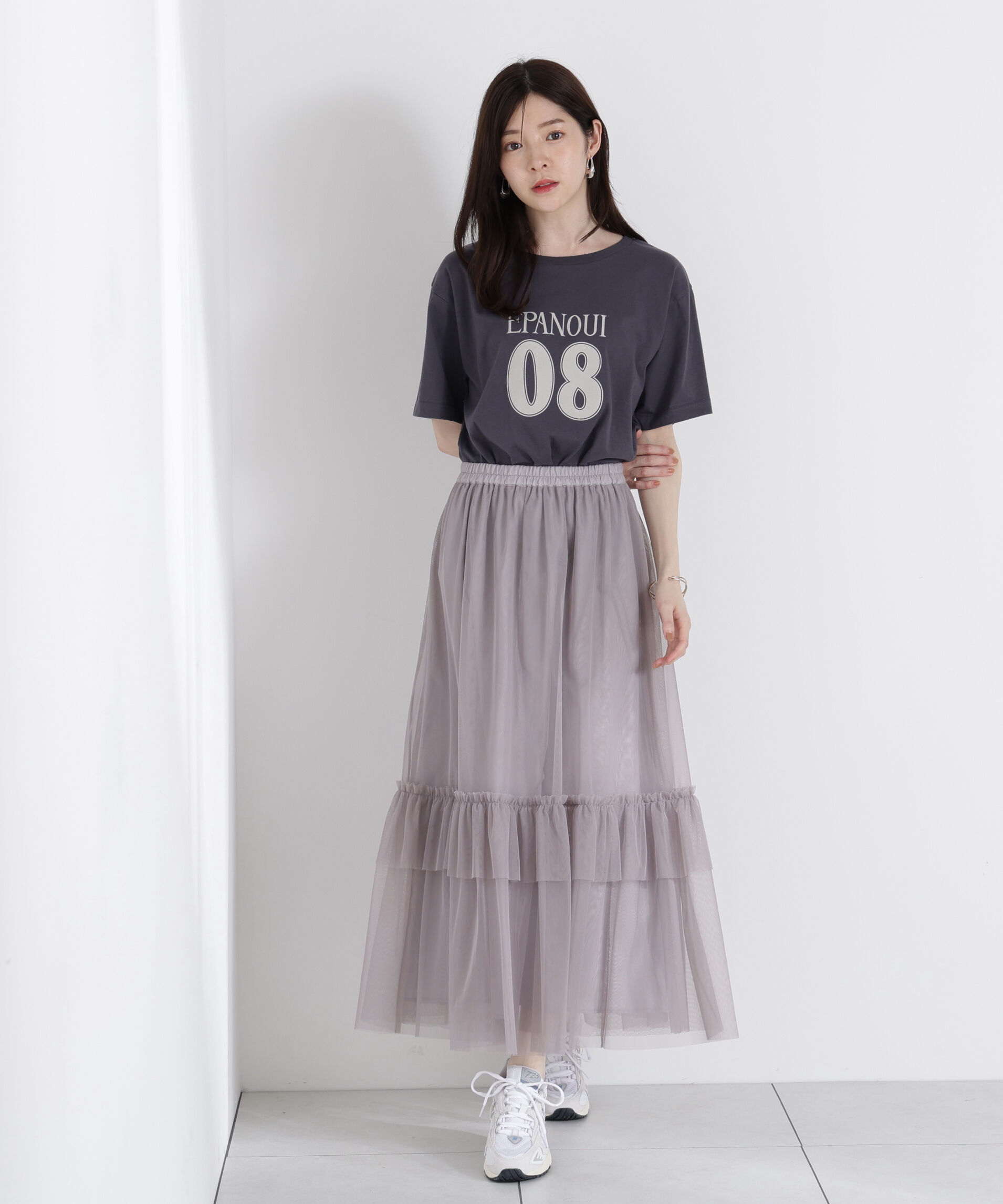 PROPORTION BODY DRESSING「チュールティアードスカート」|スカート|グレー