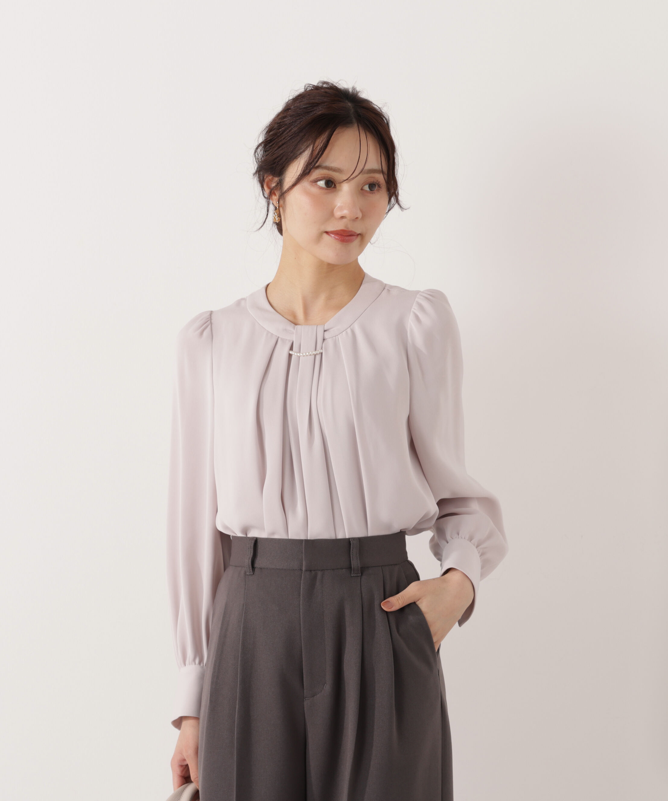 PROPORTION BODY DRESSING「パール付きベーシックブラウス 26SS」|シャツ・ブラウス|ピンク