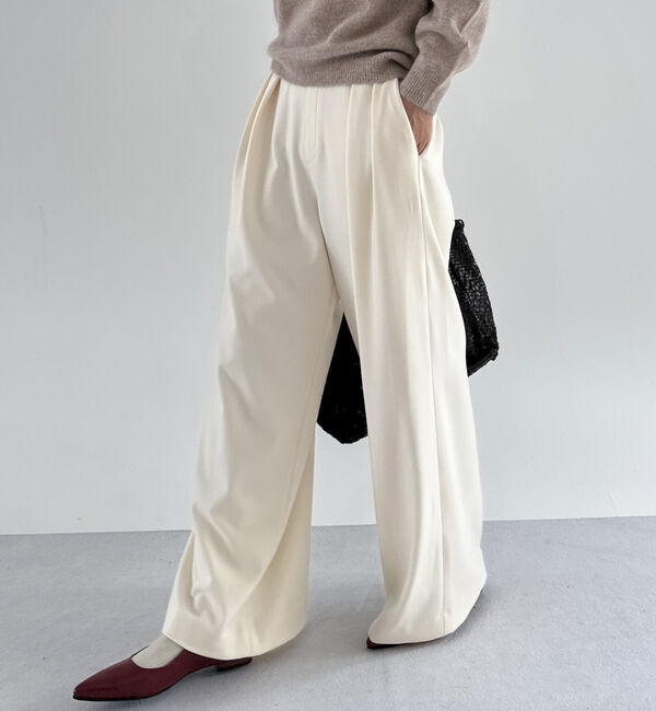 Doux archives「両面起毛発熱ワイドタックパンツ」|チノ|