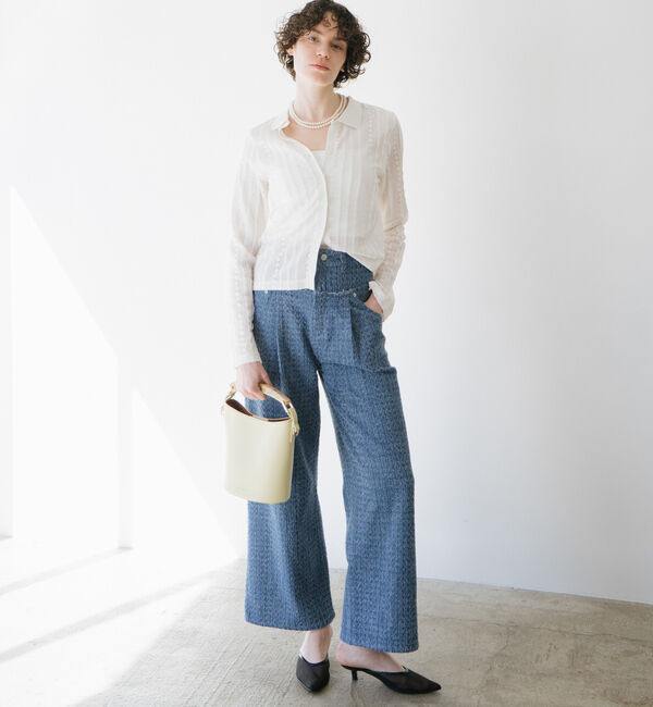 Doux archives「カットジャガードポロブラウス」|ポロシャツ|