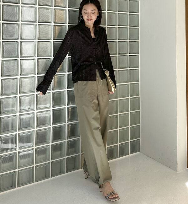 Doux archives「カットジャガードポロブラウス」|ポロシャツ|