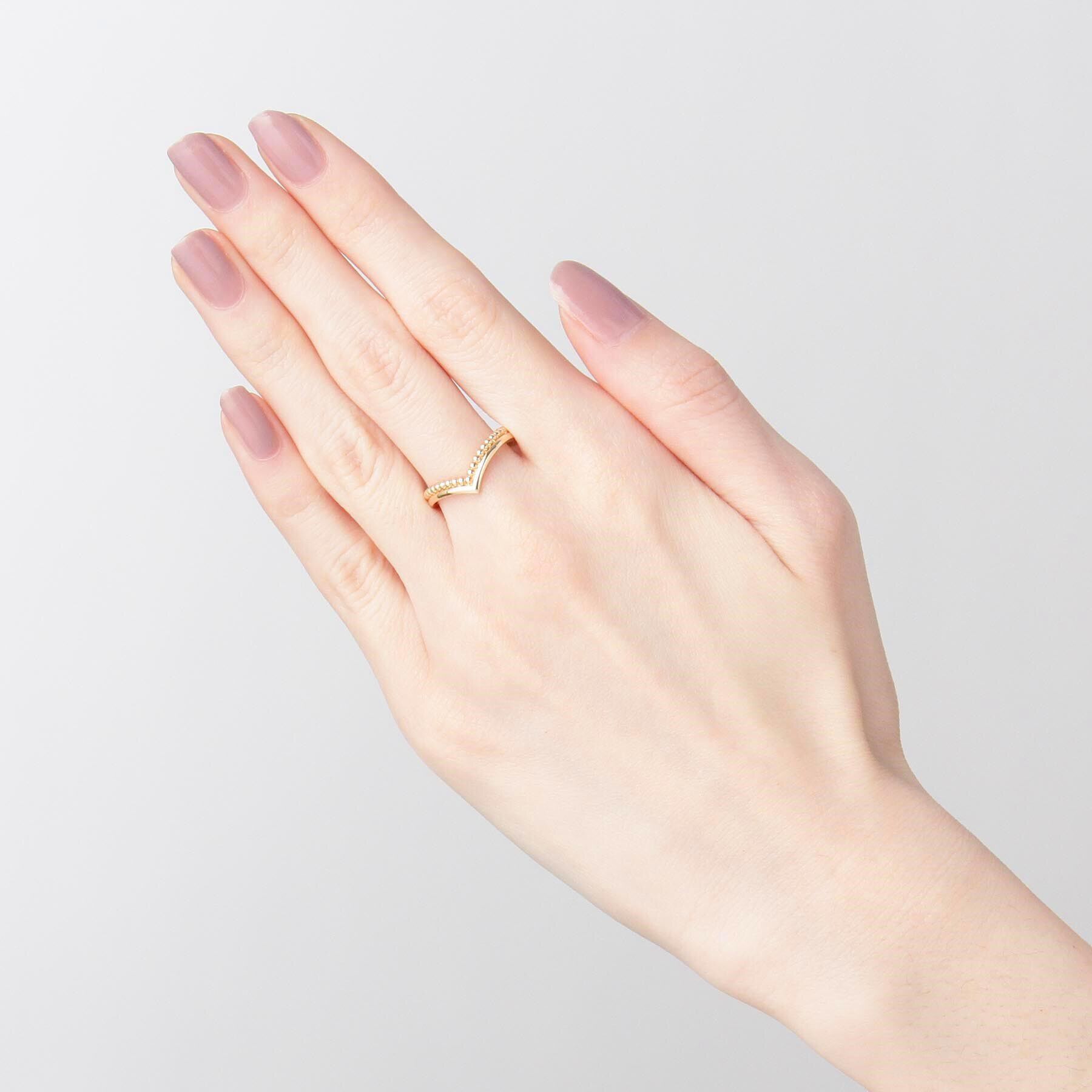 COCOSHNIK「K10平甲&times;丸玉Ｖ字 リング」|リング|