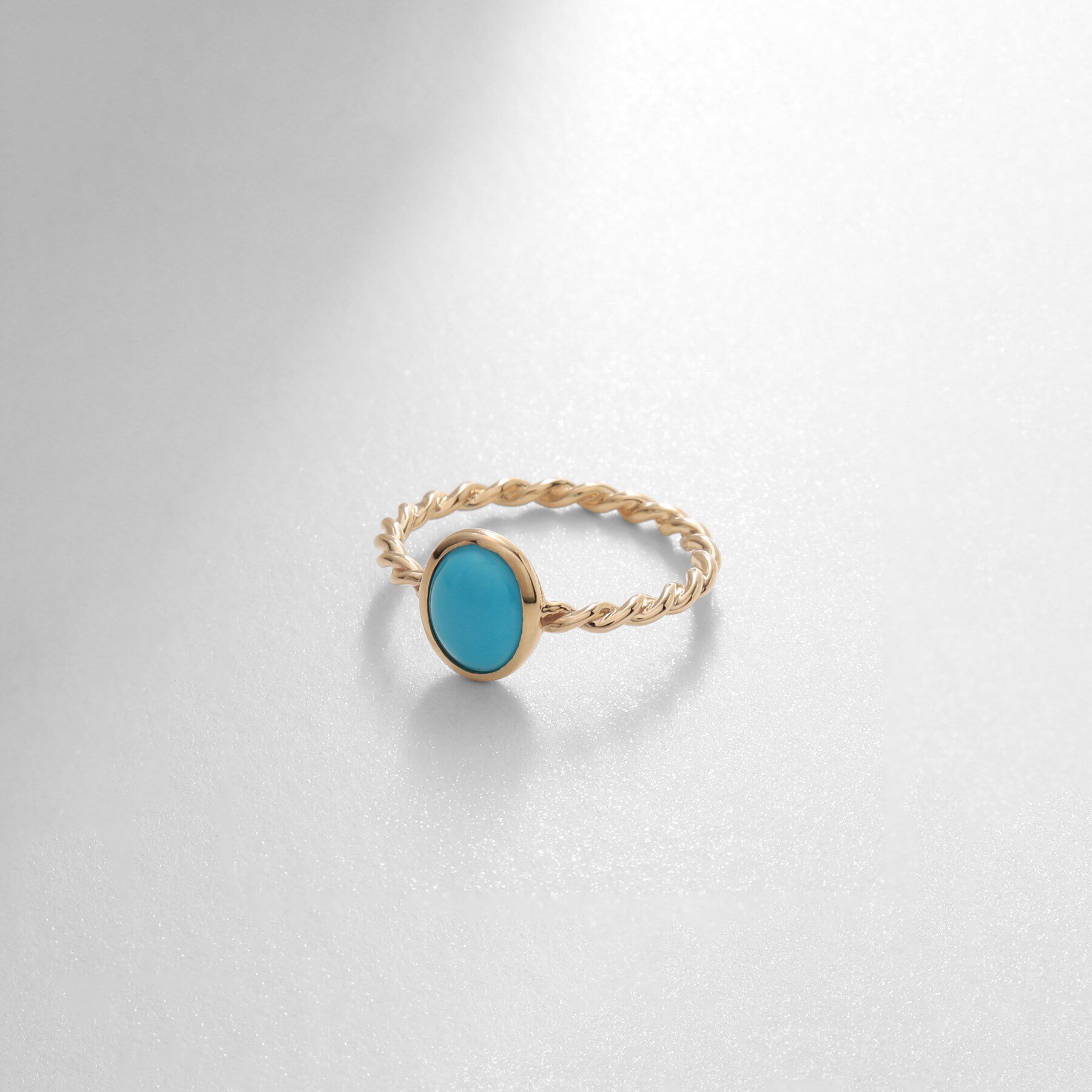 COCOSHNIK「K10トルコ石（ターコイズ）オーバルカボション リング小」|リング|イエローゴールド(1