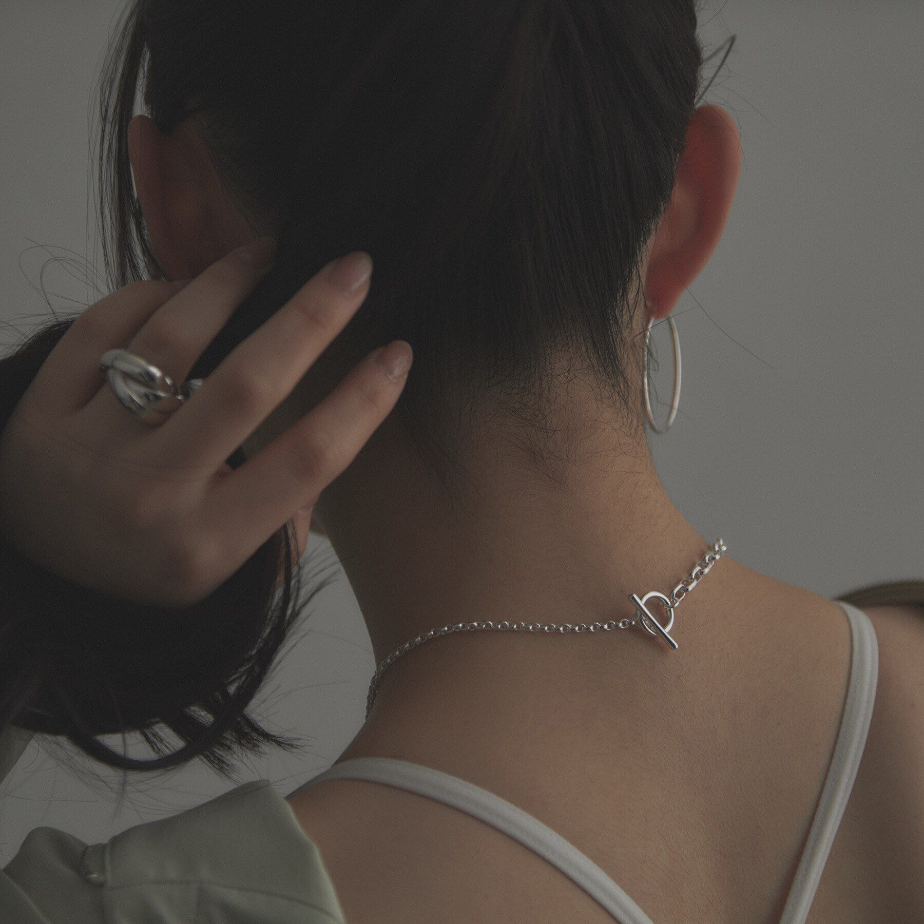 COCOSHNIK ONKITSCH「シルバー ミックスネックレス ドームチェーンマンテルネックレス」|ネックレス|