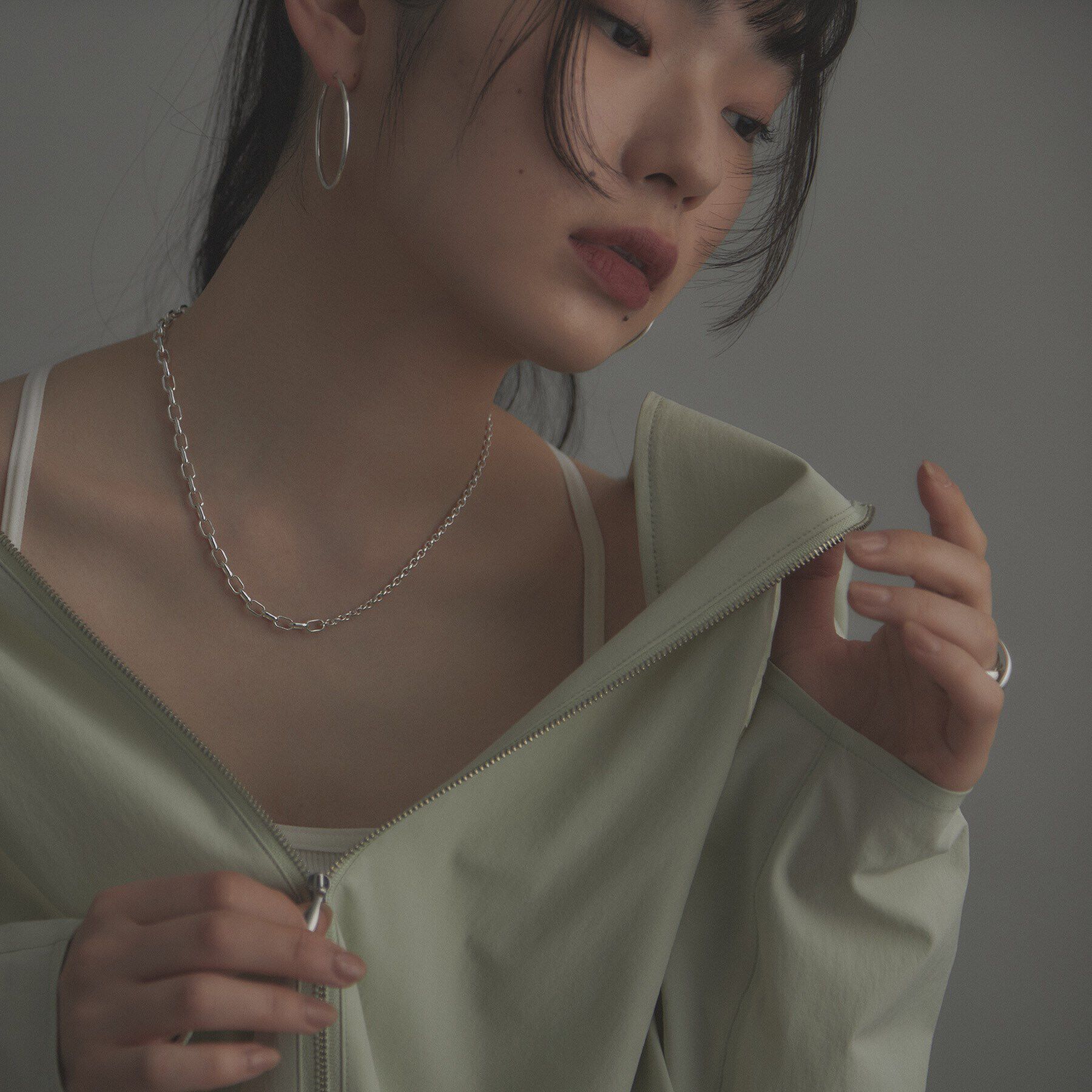 COCOSHNIK ONKITSCH「シルバー ミックスネックレス ドームチェーンマンテルネックレス」|ネックレス|