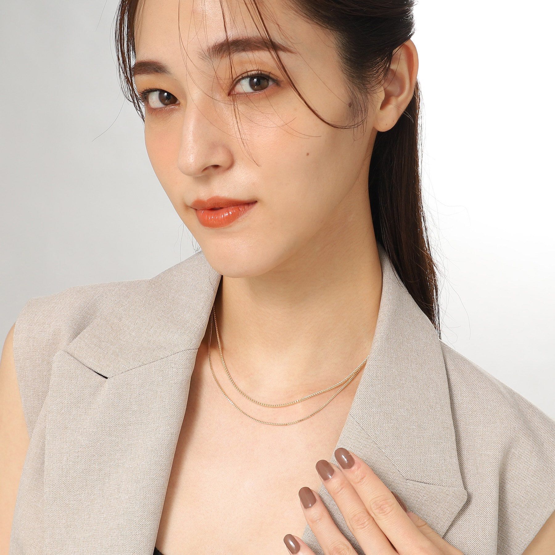 COCOSHNIK「K10ライトフランコドレープ ネックレス」|ネックレス|