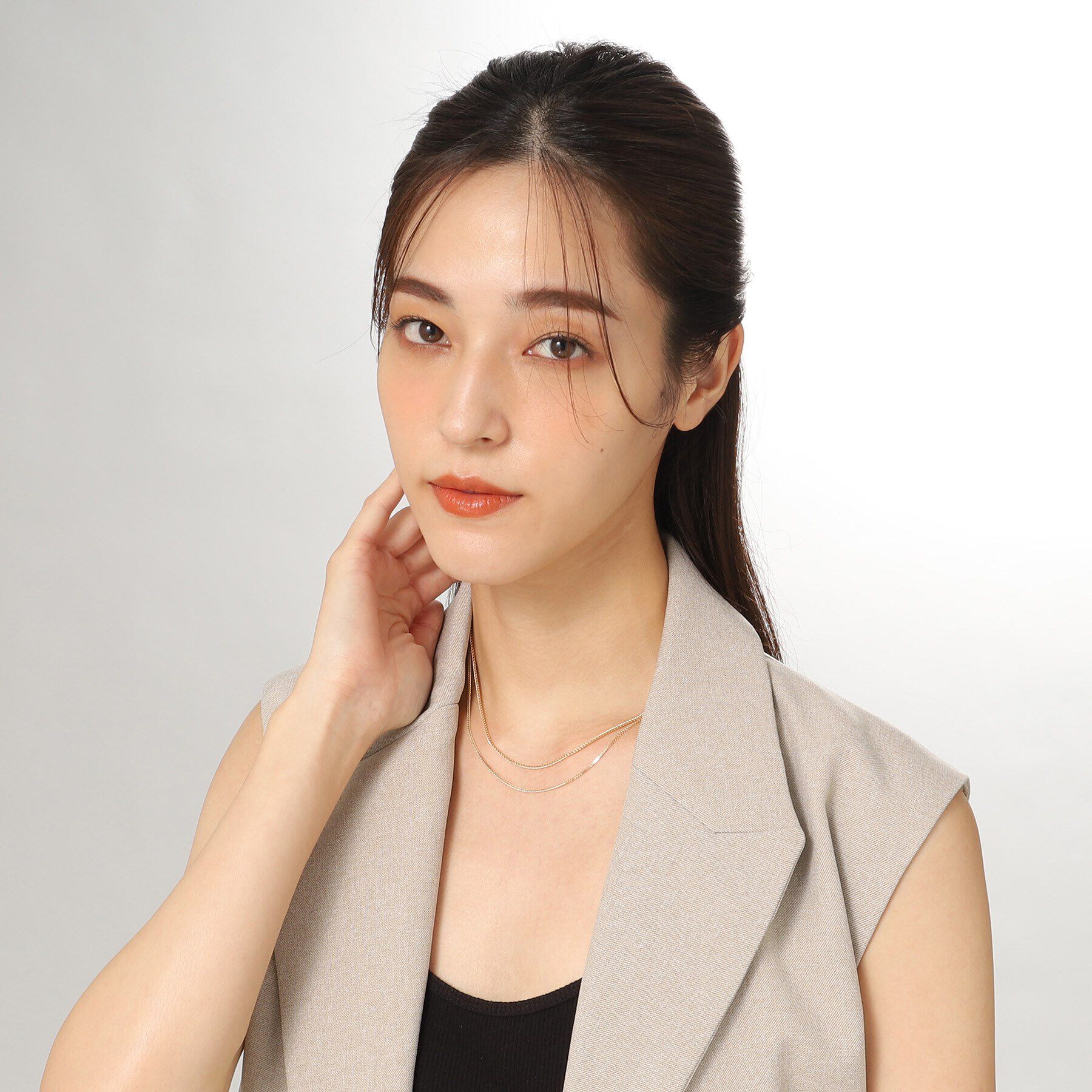 COCOSHNIK「K10ライトフランコドレープ ネックレス」|ネックレス|