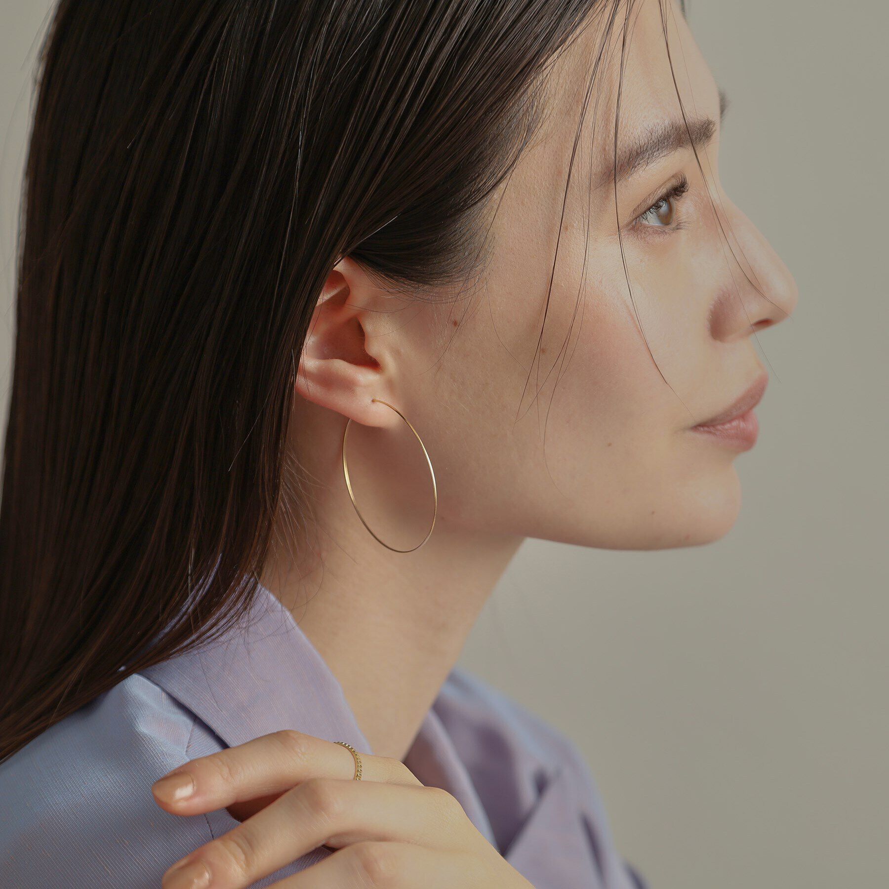 COCOSHNIK「K18オメガチェーン フープピアス大」|ピアス|