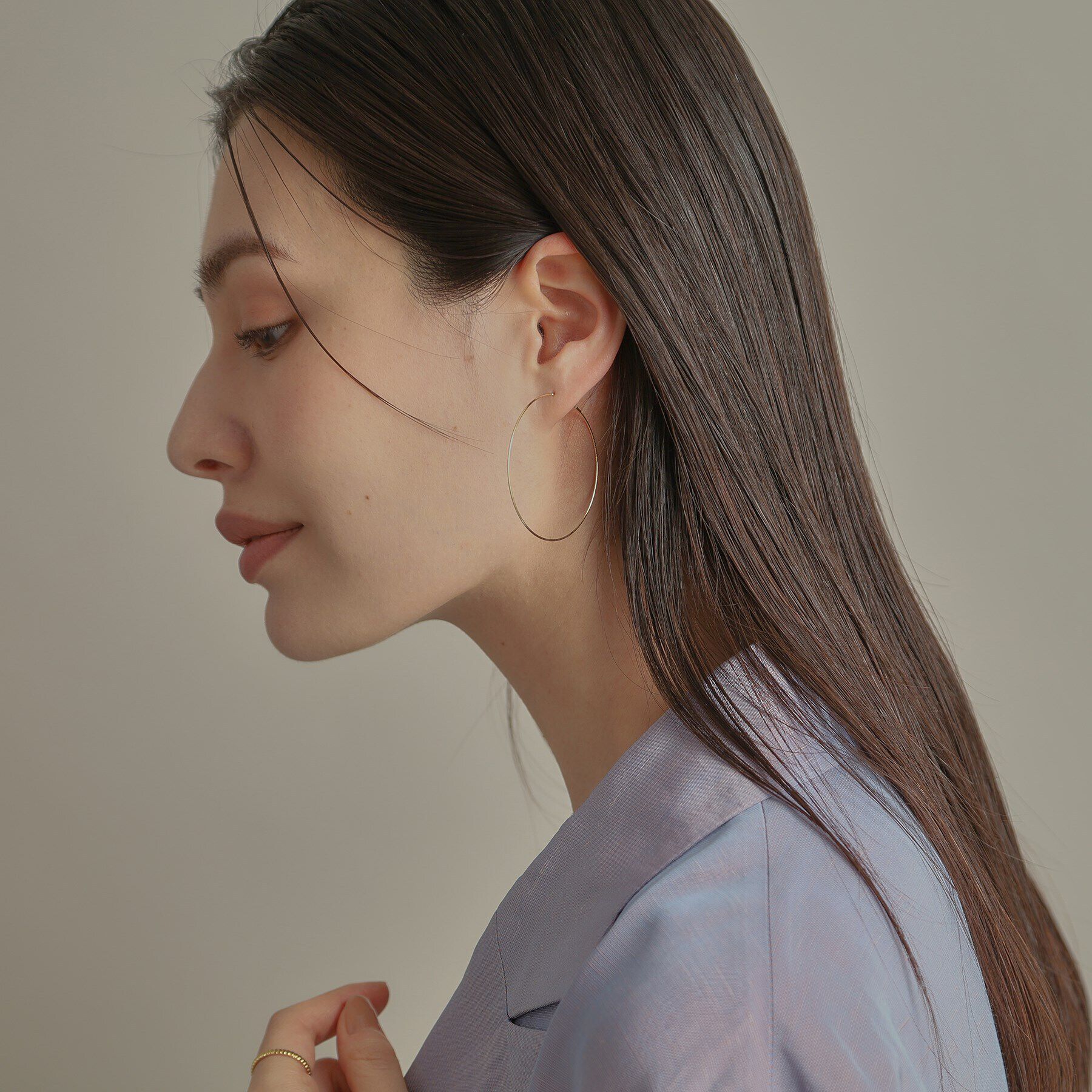 COCOSHNIK「K18オメガチェーン フープピアス大」|ピアス|