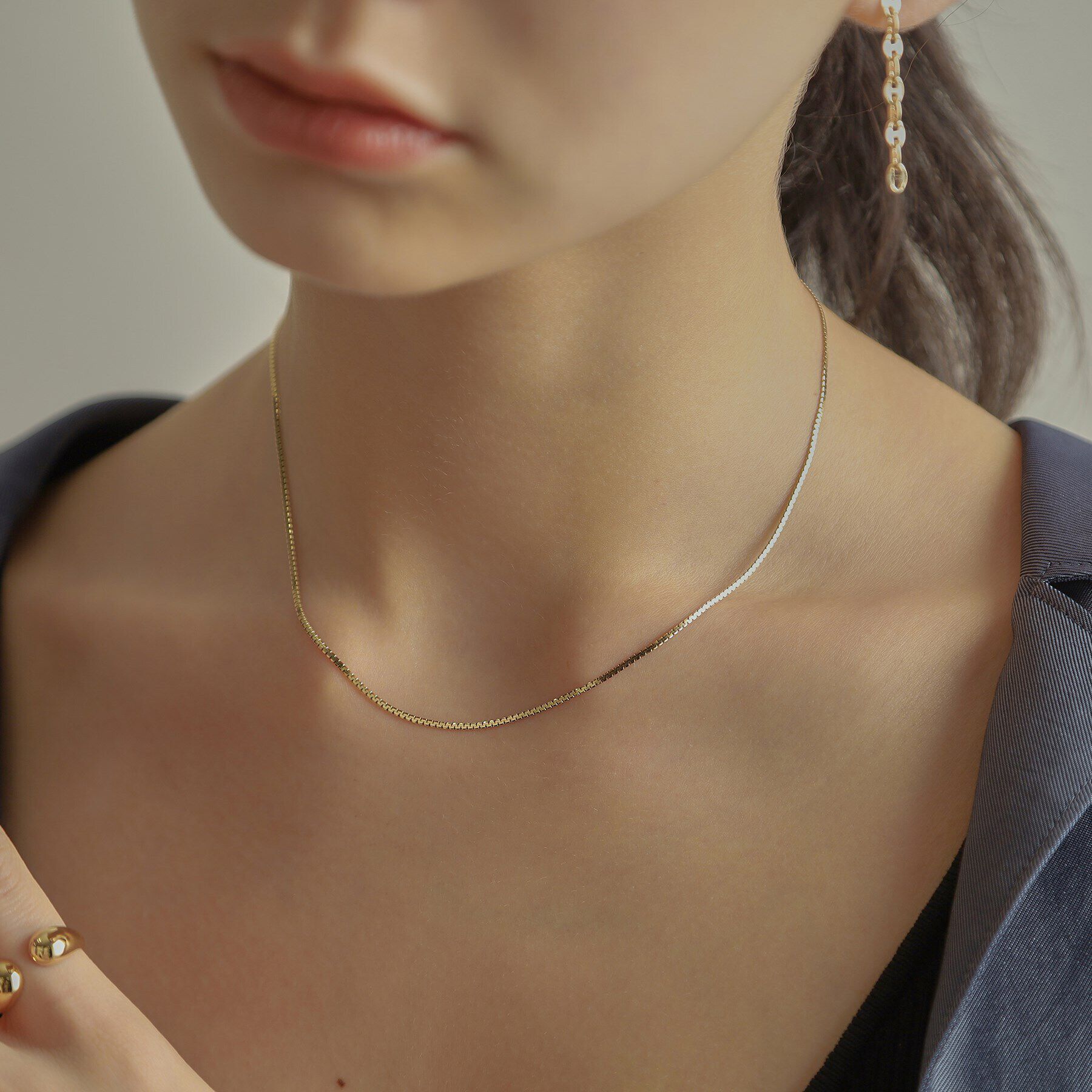 COCOSHNIK「K10ベネチアンフラットチェーン チョーカー」|ネックレス|