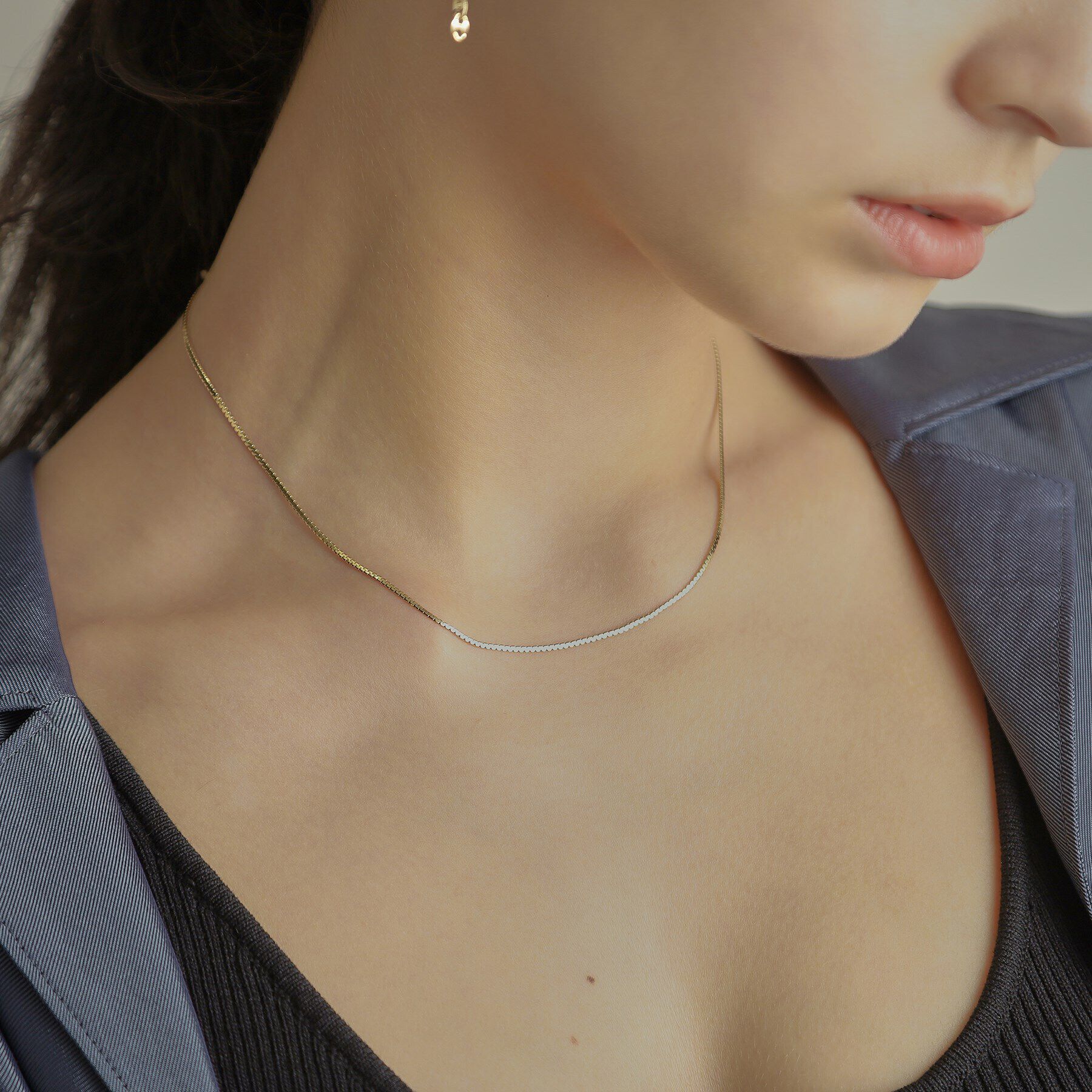 COCOSHNIK「K10ベネチアンフラットチェーン チョーカー」|ネックレス|