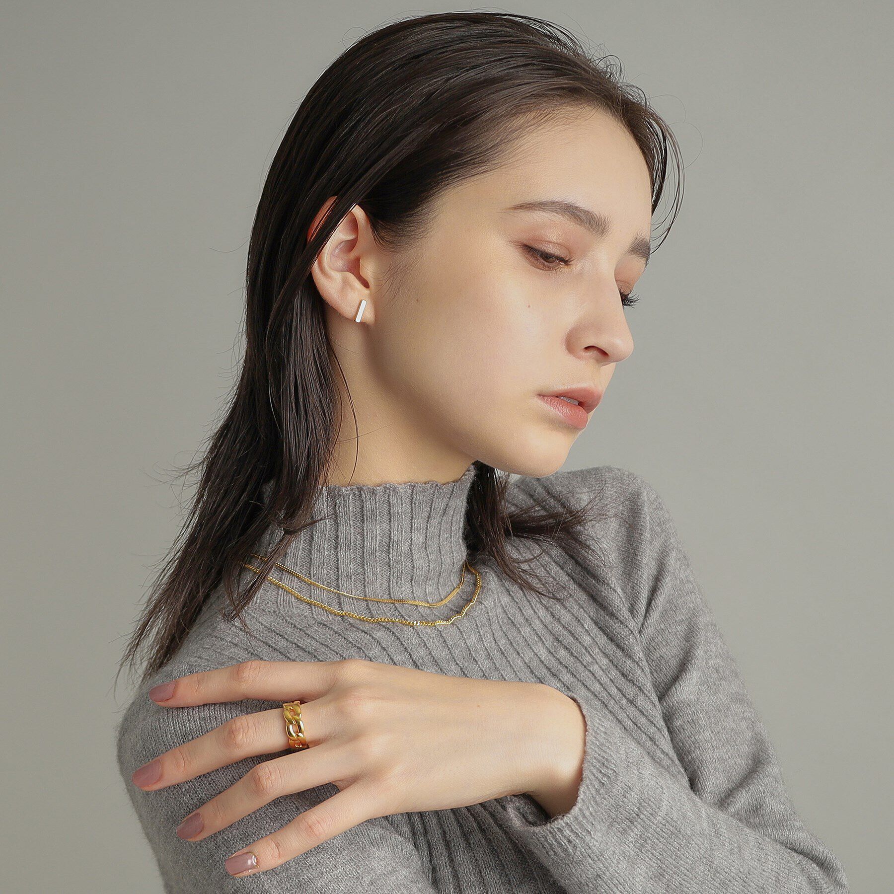 COCOSHNIK ONKITSCH「シルバー ボリュームカーブチェーンモチーフリング GP」|リング|