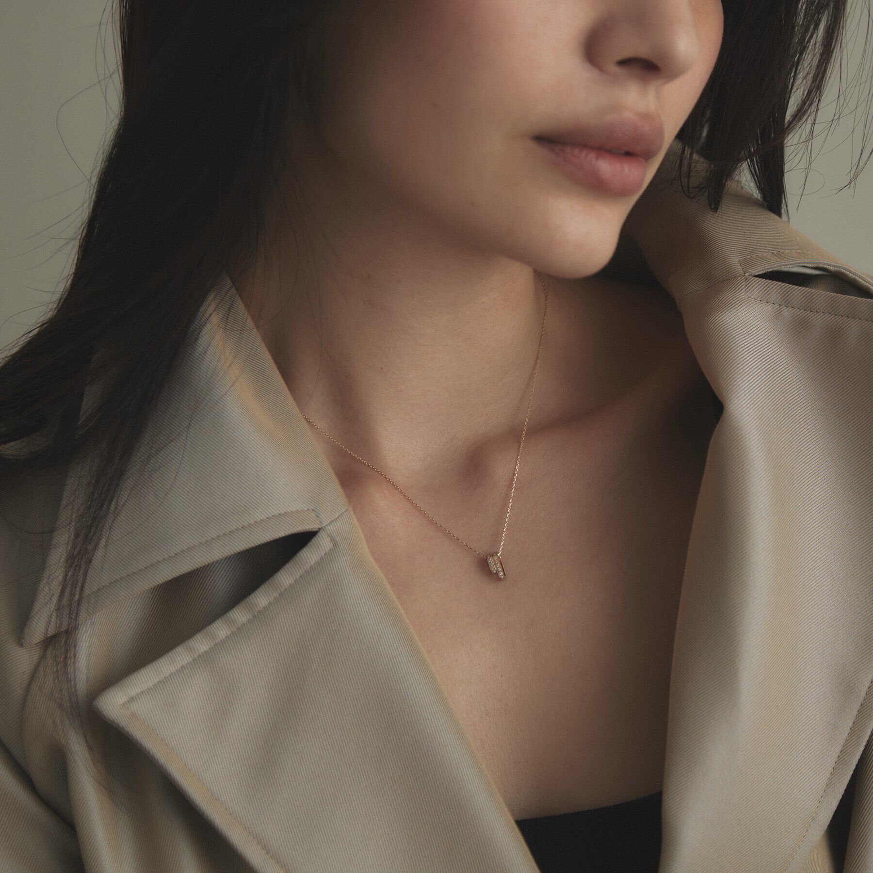 COCOSHNIK「K10【サステナブル】モアサナイトケーブルチェーンモチーフ ネックレス」|ネックレス|