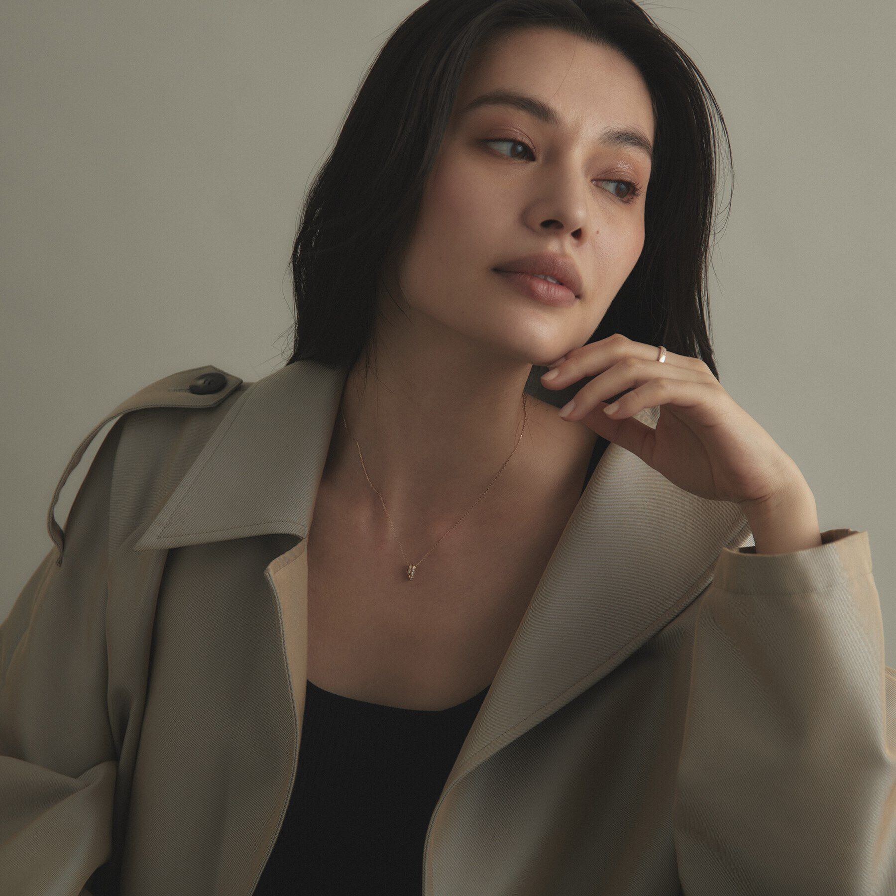 COCOSHNIK「K10【サステナブル】モアサナイトケーブルチェーンモチーフ ネックレス」|ネックレス|