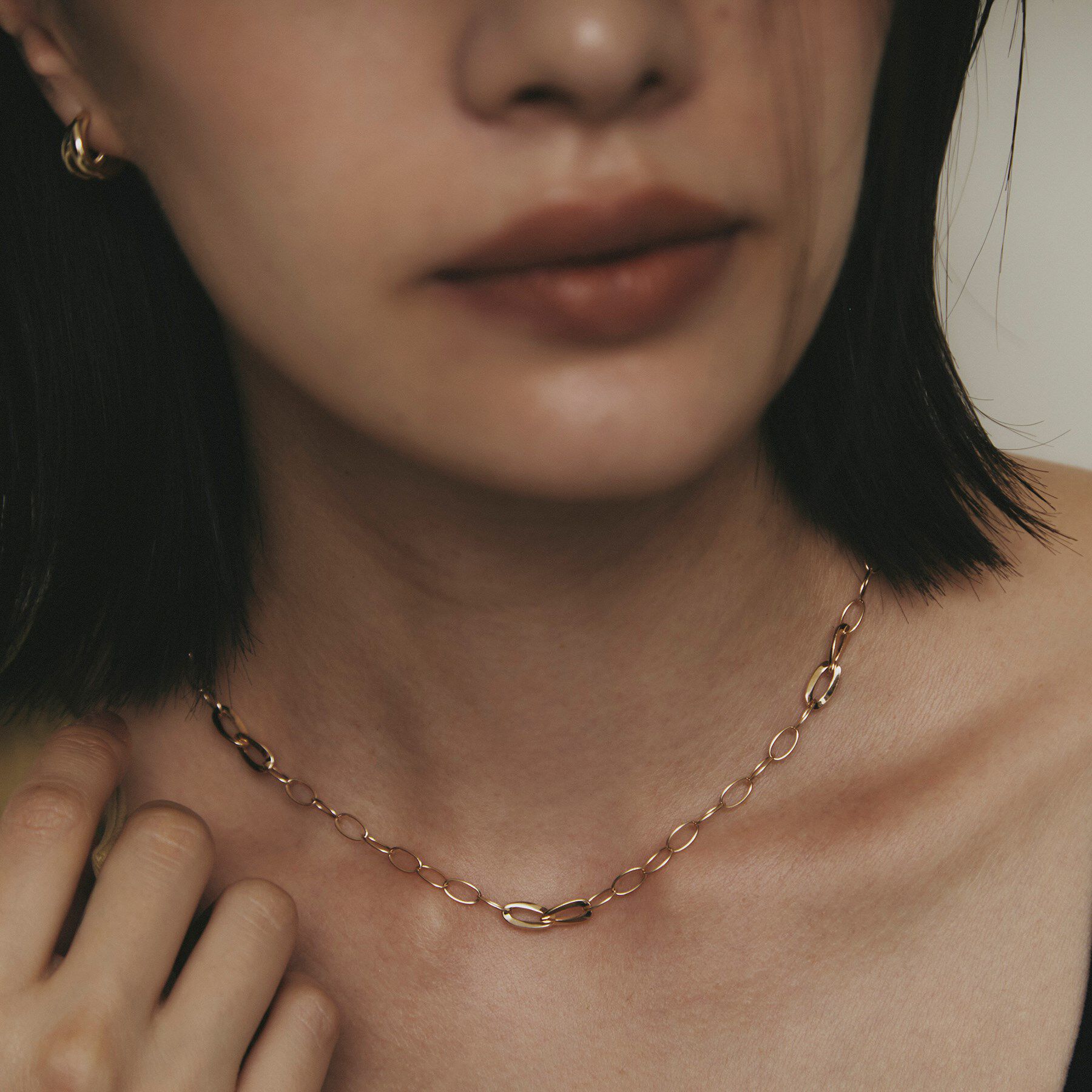 COCOSHNIK「K10PCフラットアズキステーション ネックレス」|ネックレス|