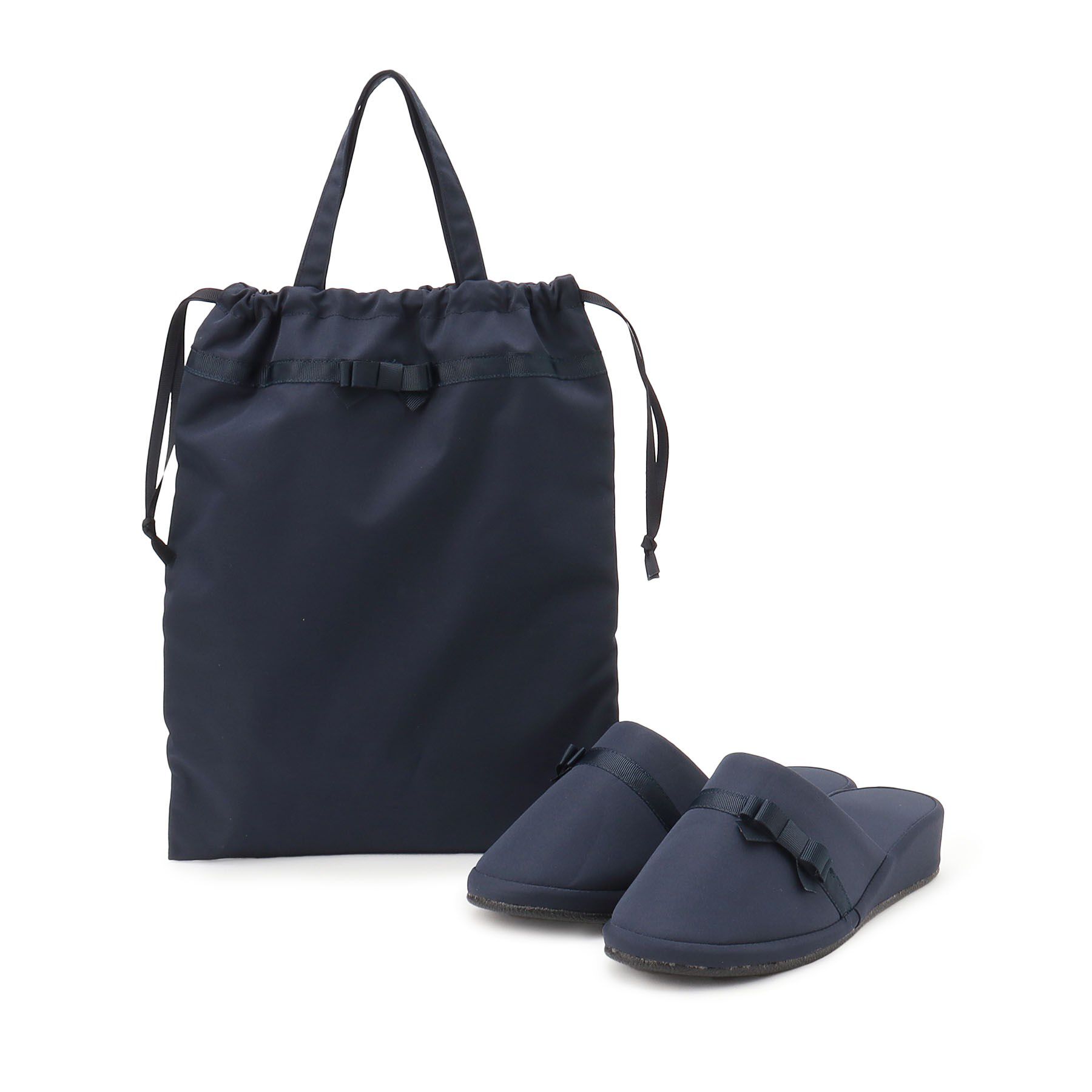 SHOO･LA･RUE「巾着トート付きヒールスリッパ」|ルームシューズ|