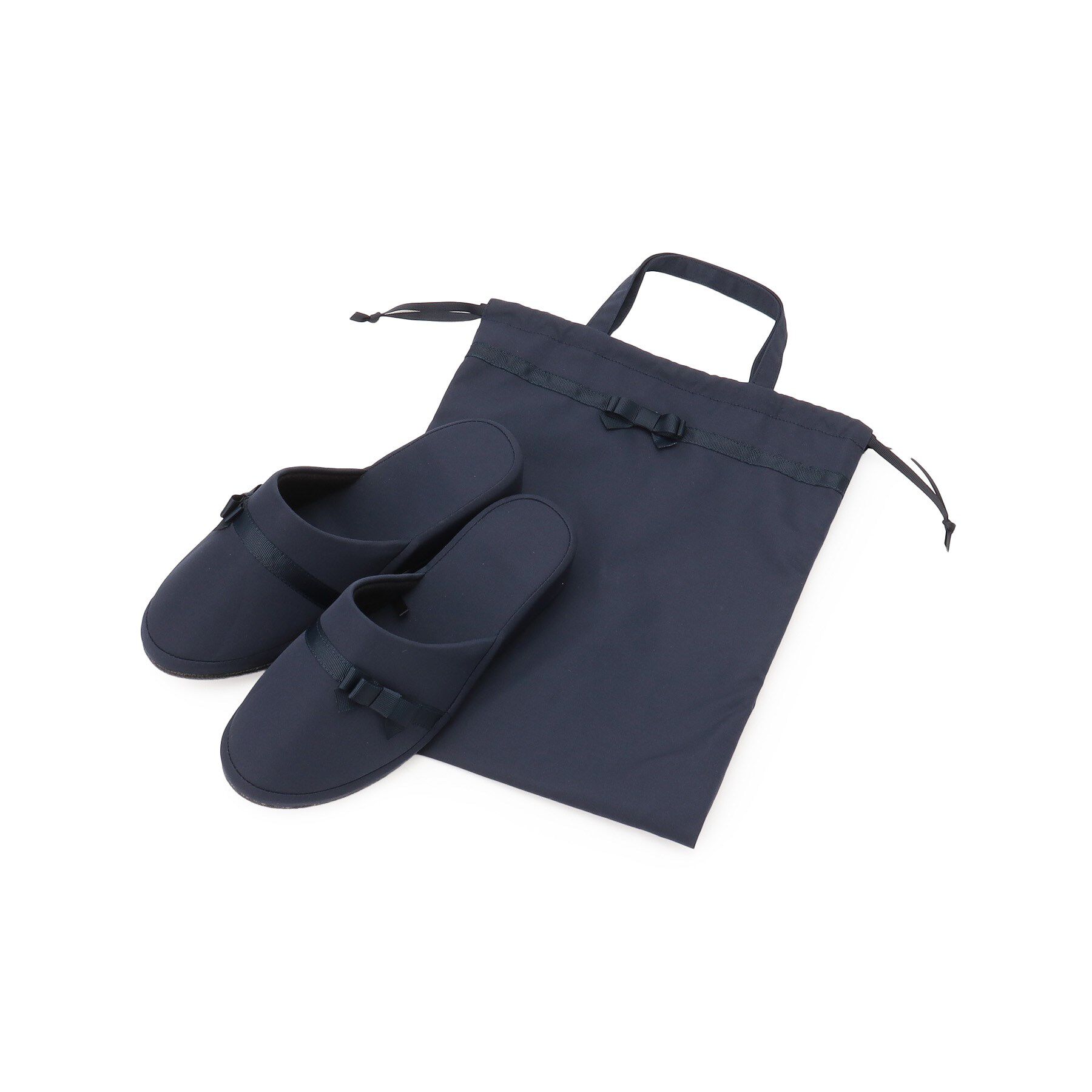 SHOO･LA･RUE「巾着トート付きヒールスリッパ」|ルームシューズ|
