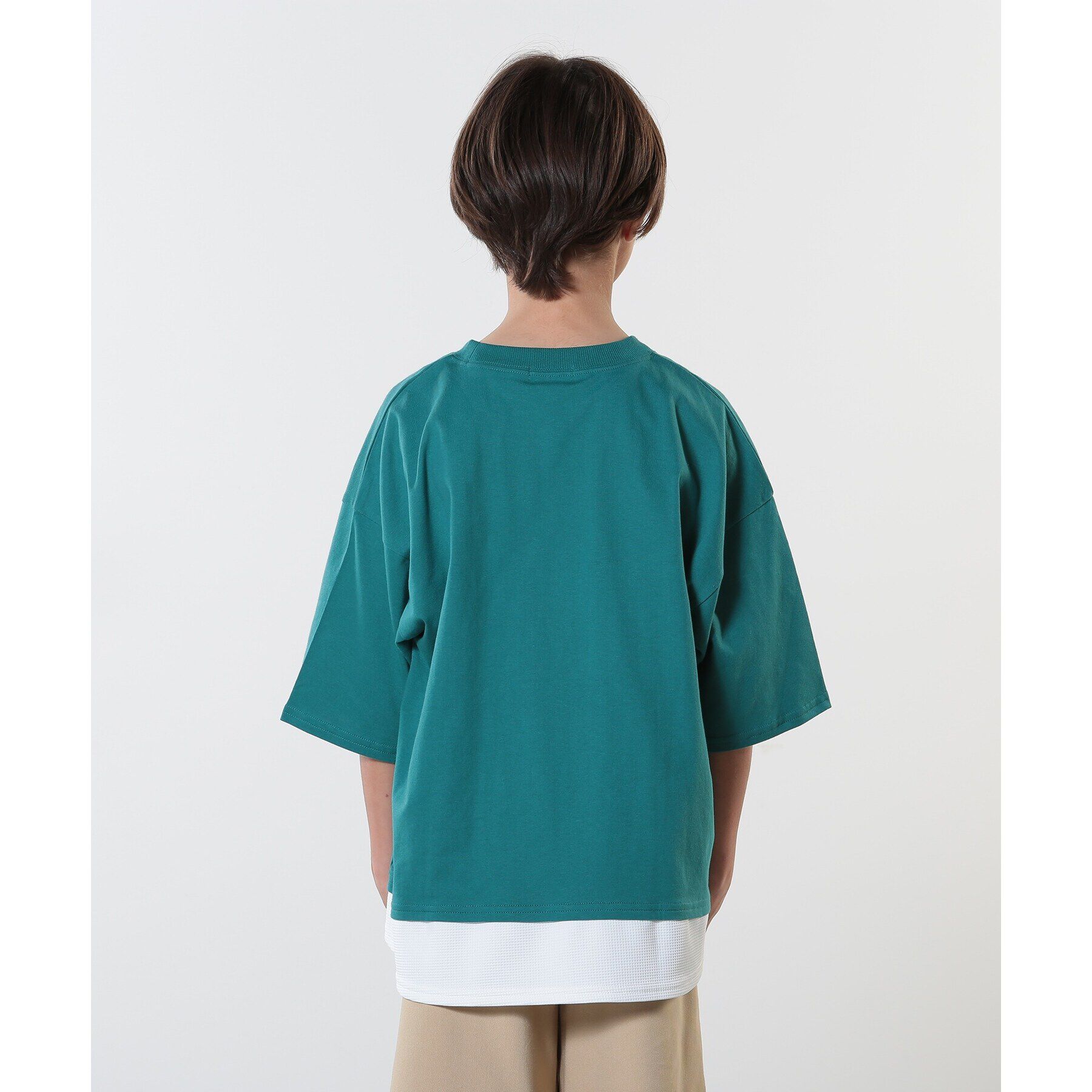 SHOO･LA･RUE「【100-150cm】アソートプリント裾レイヤード五分袖Tシャツ」|Tシャツ・カットソー|