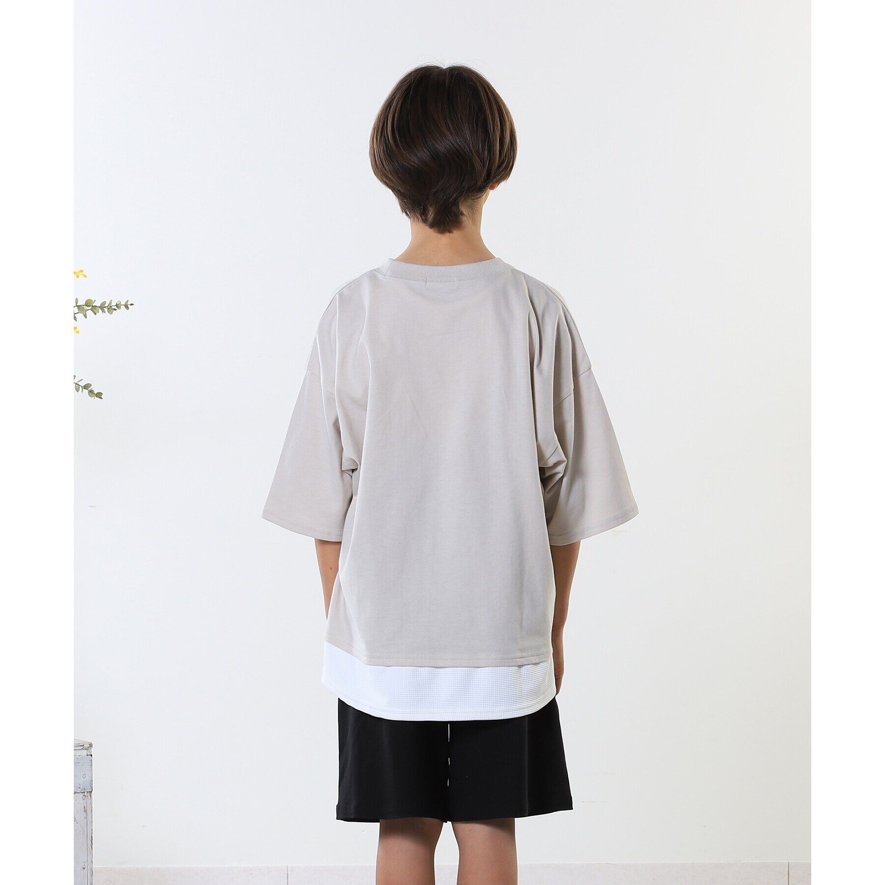 SHOO･LA･RUE「【100-150cm】アソートプリント裾レイヤード五分袖Tシャツ」|Tシャツ・カットソー|