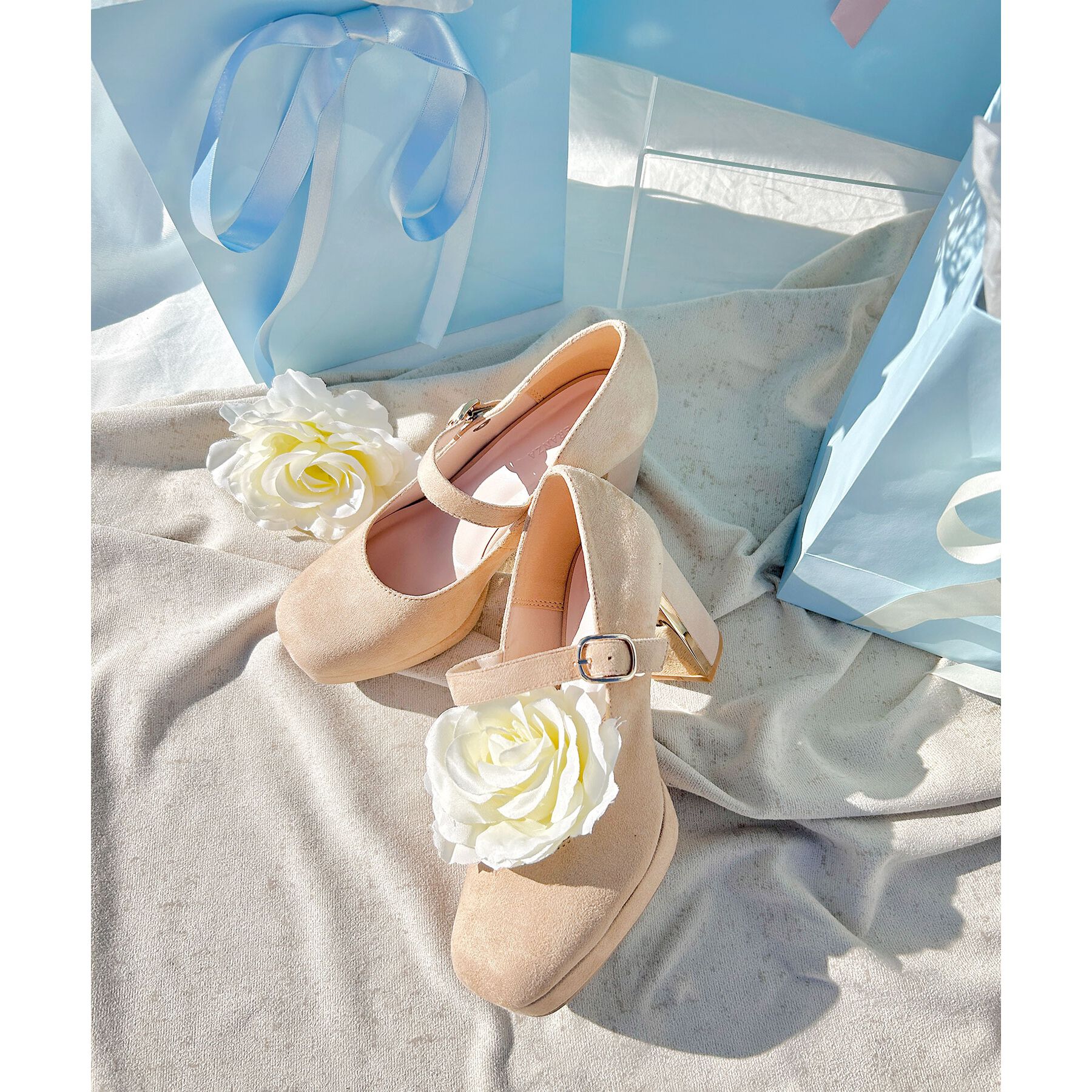 ESPERANZA「メッキプレートヒールストラップパンプス」|パンプス|