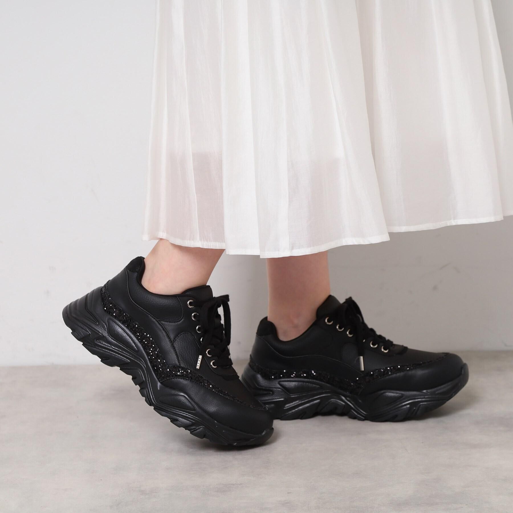 ESPERANZA「グリッターラインスニーカー」|スニーカー|ブラック(019)