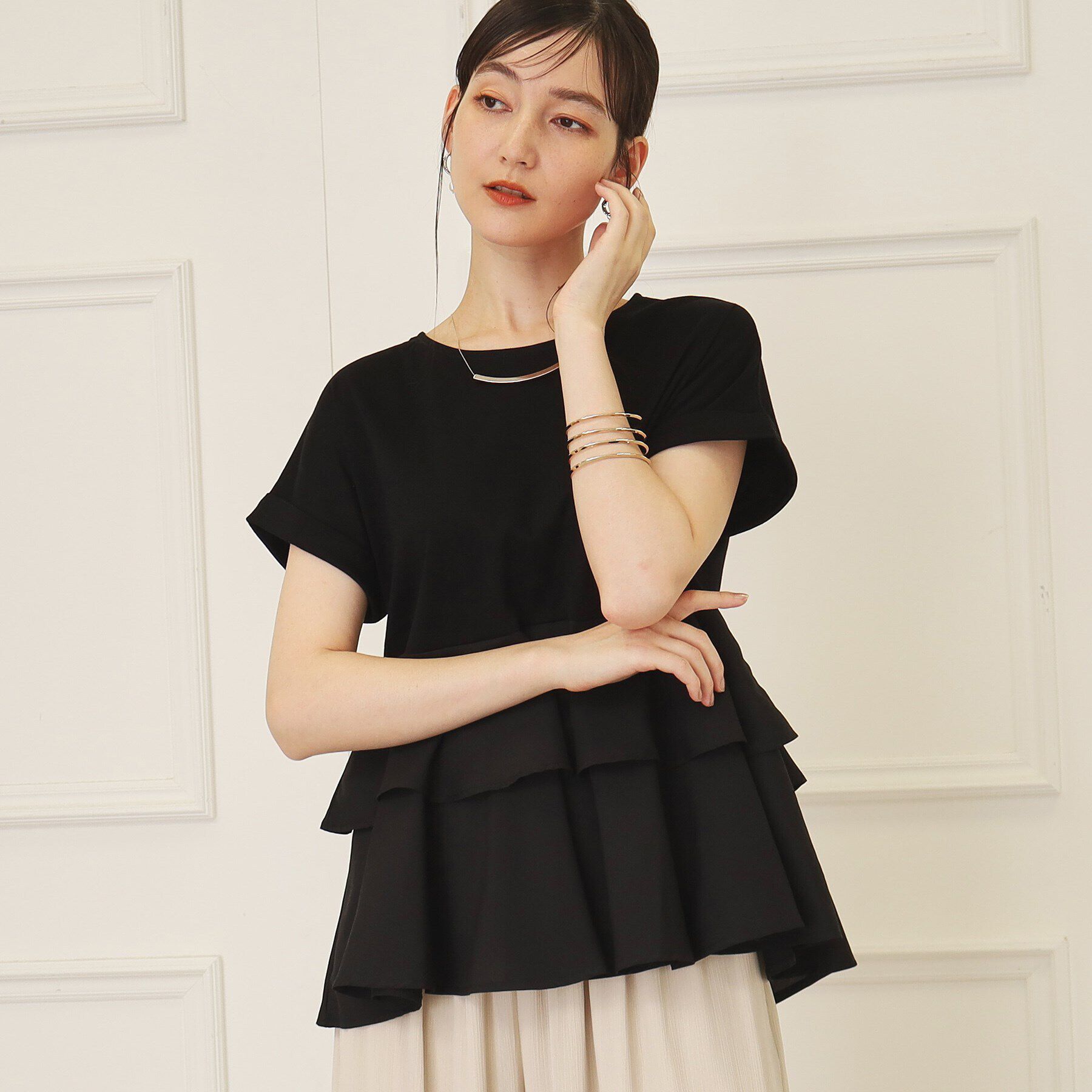 SunaUna「【接触冷感／体系カバー】ティアードチュニックプルオーバー」|Tシャツ・カットソー|