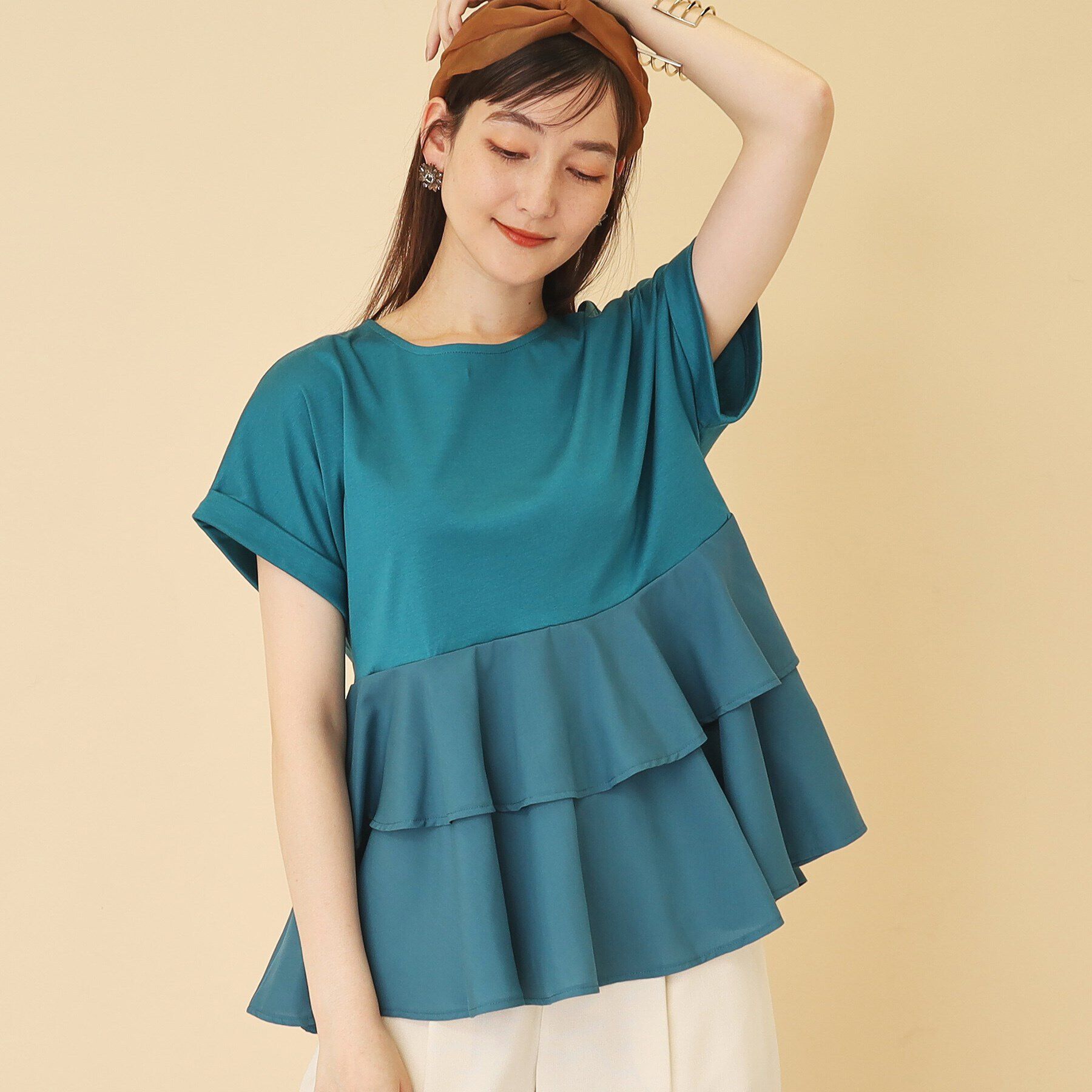 SunaUna「【接触冷感／体系カバー】ティアードチュニックプルオーバー」|Tシャツ・カットソー|