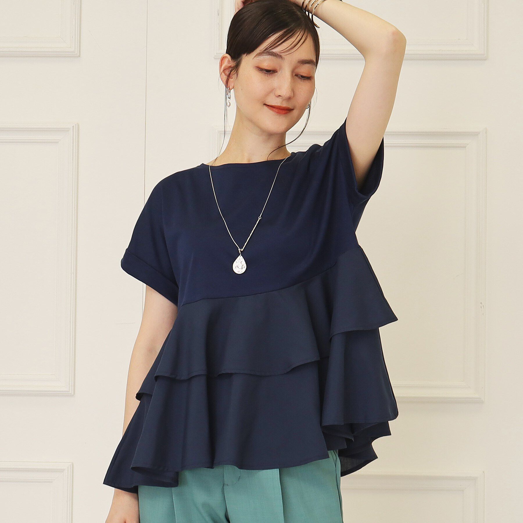 SunaUna「【接触冷感／体系カバー】ティアードチュニックプルオーバー」|Tシャツ・カットソー|