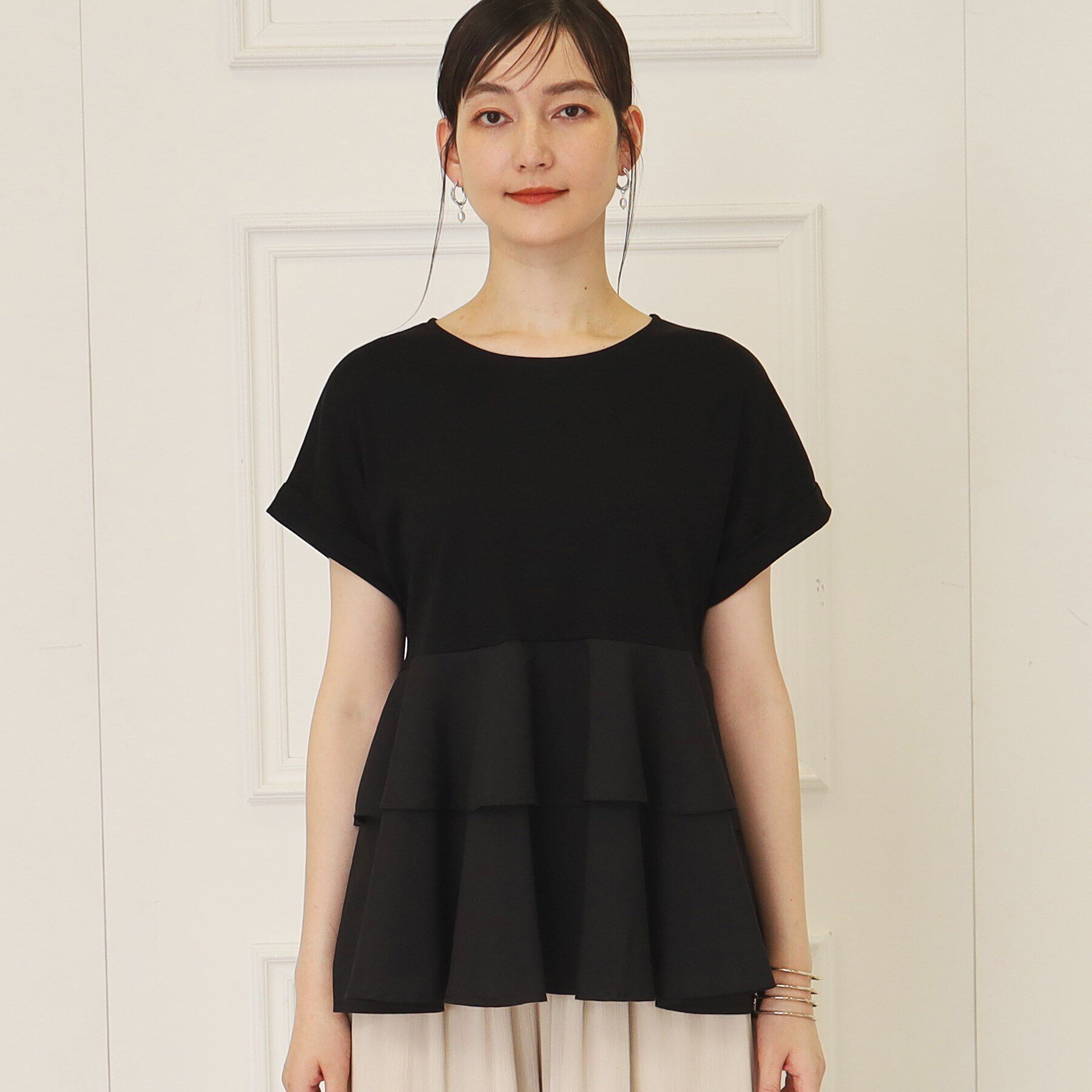 SunaUna「【接触冷感／体系カバー】ティアードチュニックプルオーバー」|Tシャツ・カットソー|