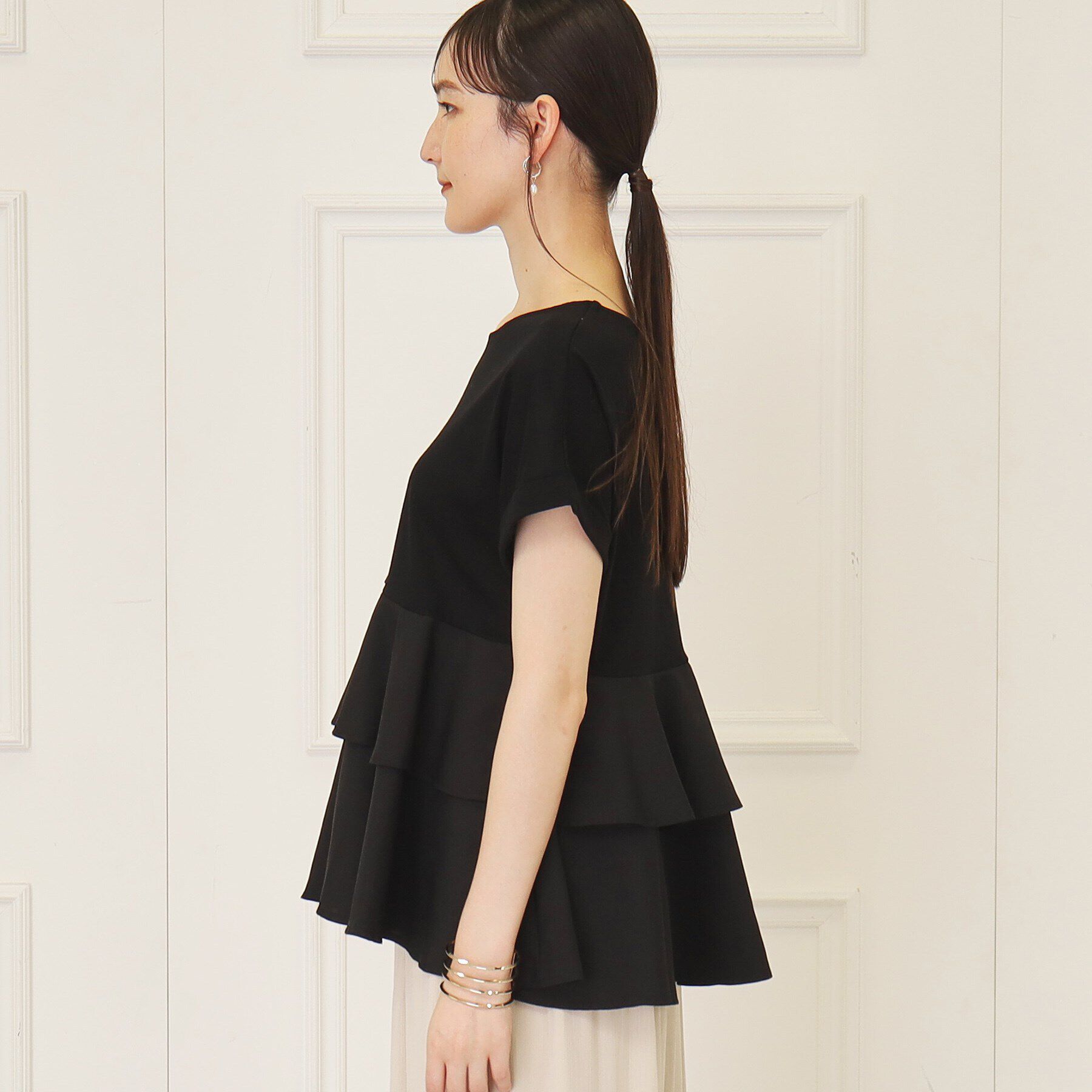 SunaUna「【接触冷感／体系カバー】ティアードチュニックプルオーバー」|Tシャツ・カットソー|