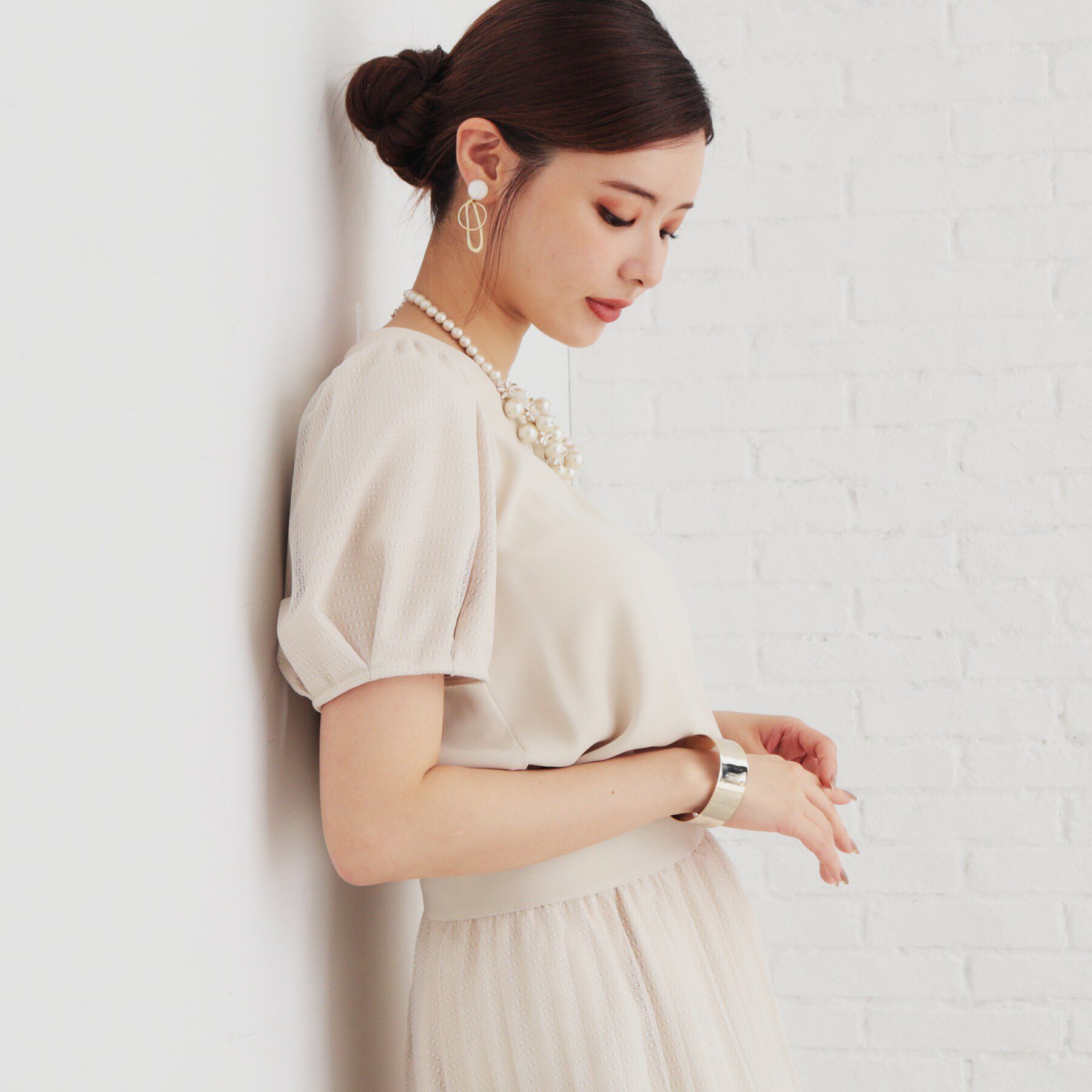 SunaUna「【袖チュール／セットアップ可】5分袖カットソー」|シャツ・ブラウス|