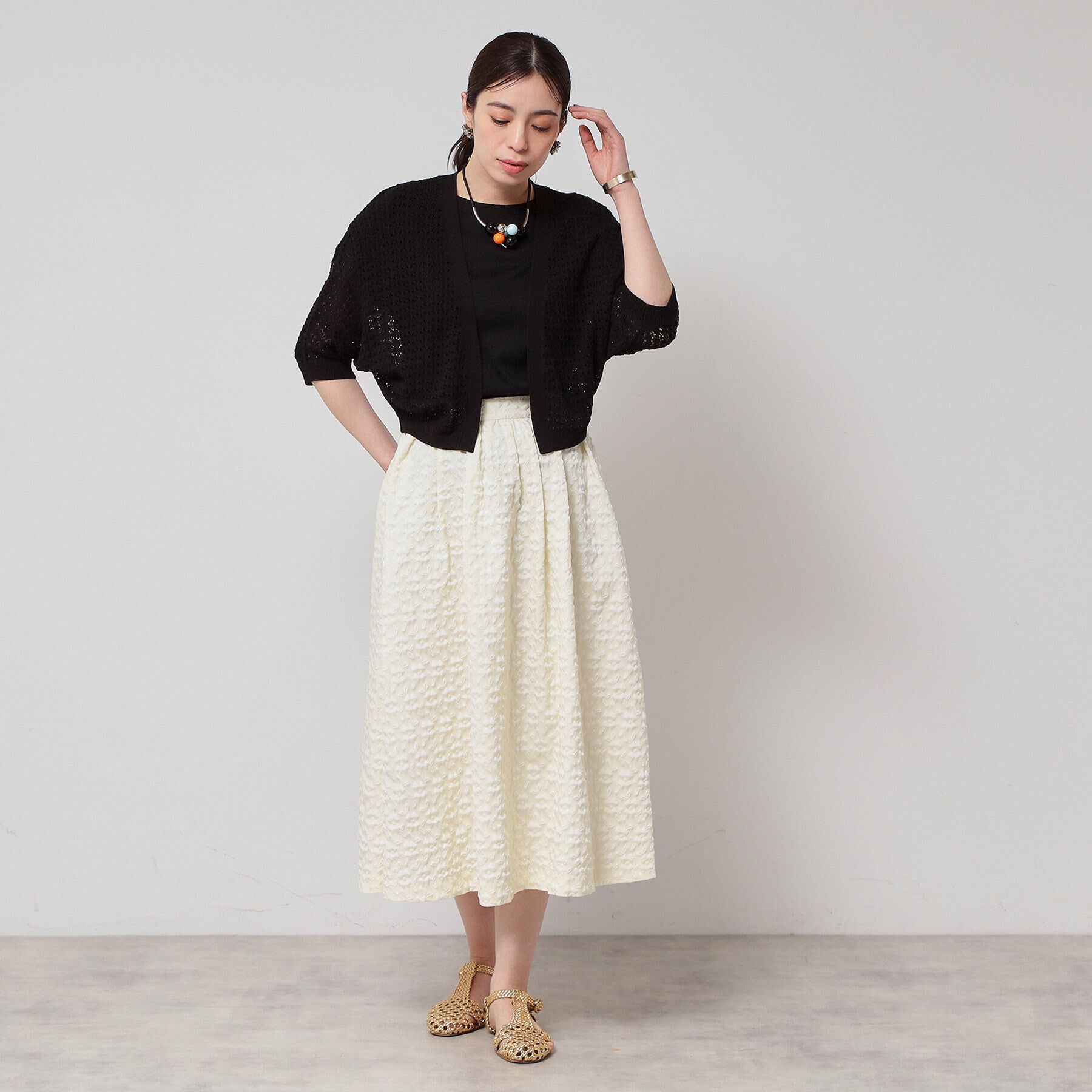 SunaUna「【SS～Lサイズ展開／透かし編み】ショート丈ボレロ」|カーディガン|