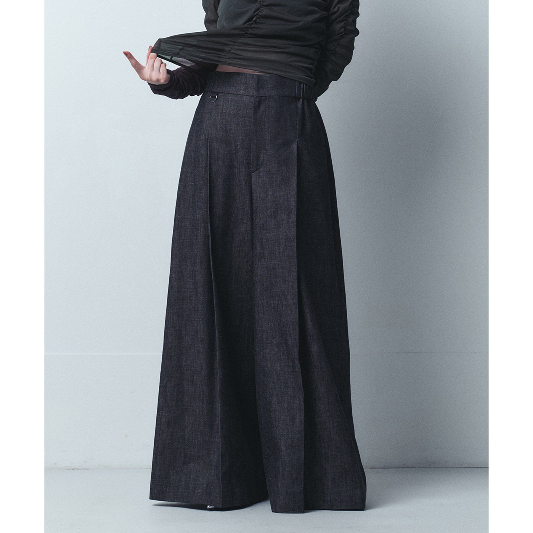 CODE A「pleated wide leg trousers」|その他|ネイビー(094)