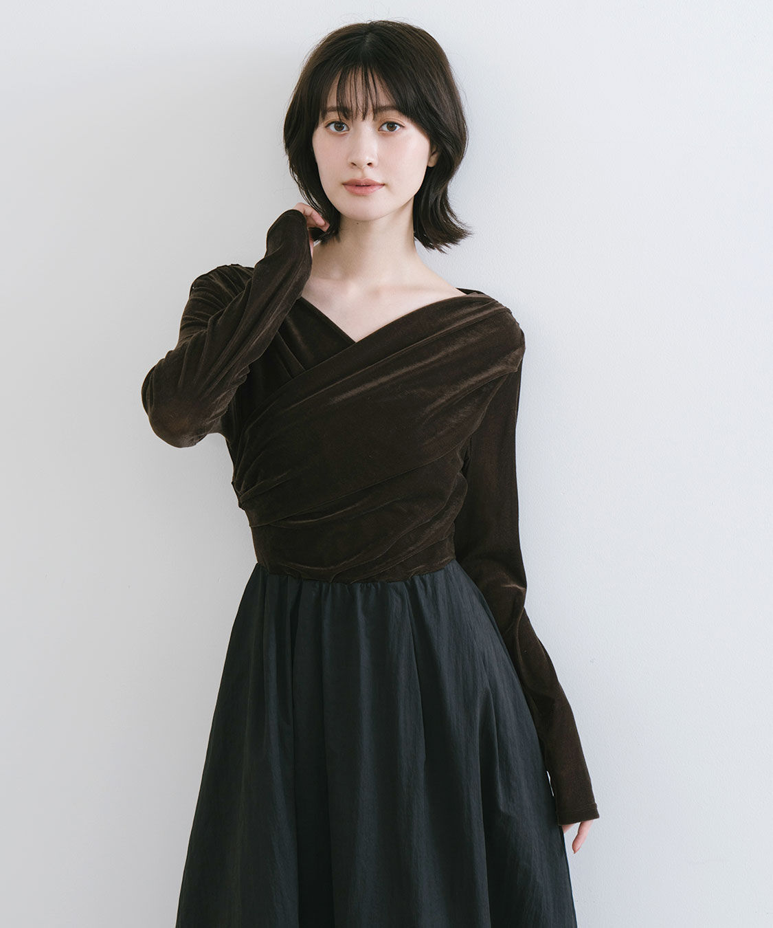 試着のみ！cocodeal/ ベロアドッキングワンピース 昨日入荷したベロアドッキングワンピース！♡ トップス部分は