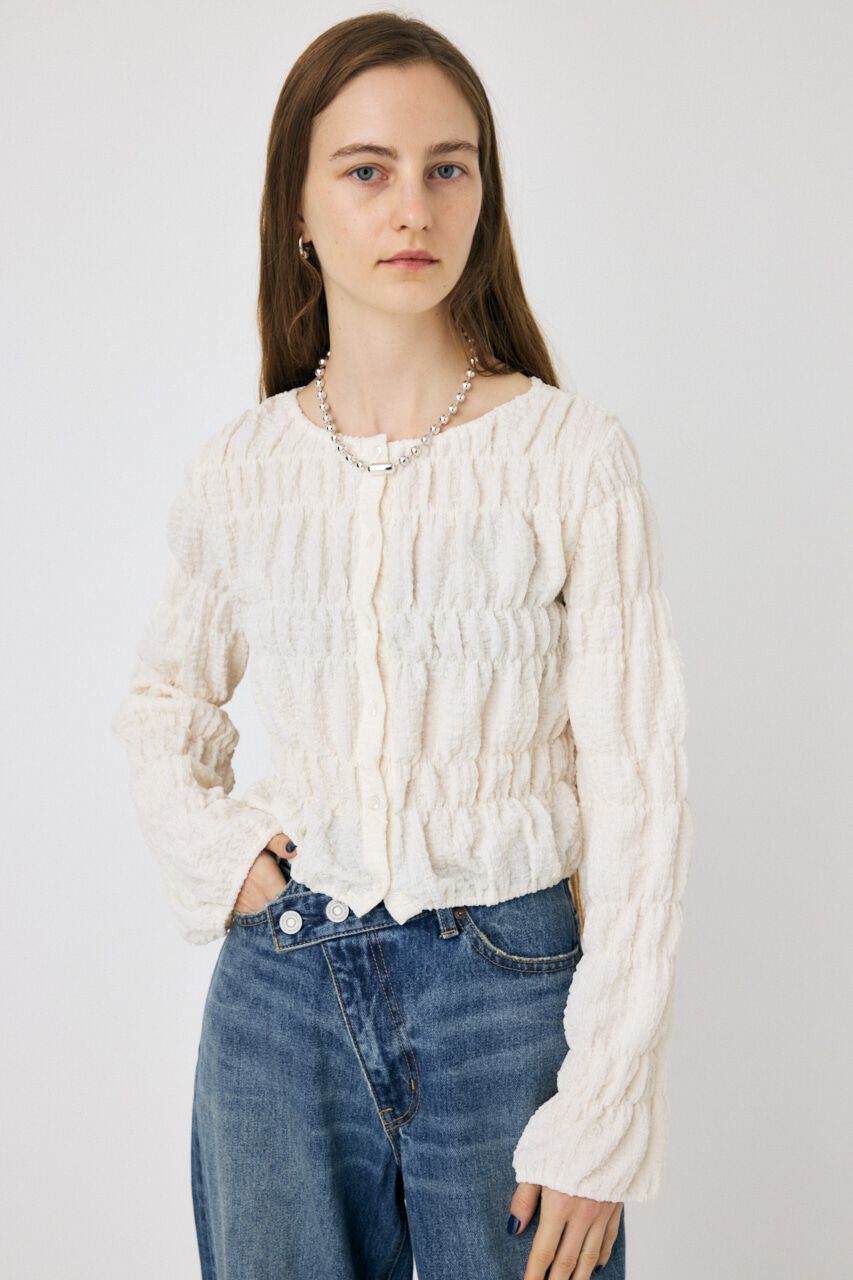 MOUSSY「SHIRRING カーディガン」|Tシャツ・カットソー|