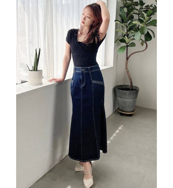 RESEXXY「ケーブルカシュクールニットトップス【セットアップ着用可能】」|ニット・セーター|