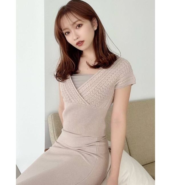 RESEXXY「ケーブルカシュクールニットトップス【セットアップ着用可能】」|ニット・セーター|