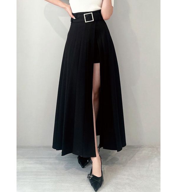 RESEXXY「ワイドプリーツレイヤードフレアスカート」|スカート|ブラック